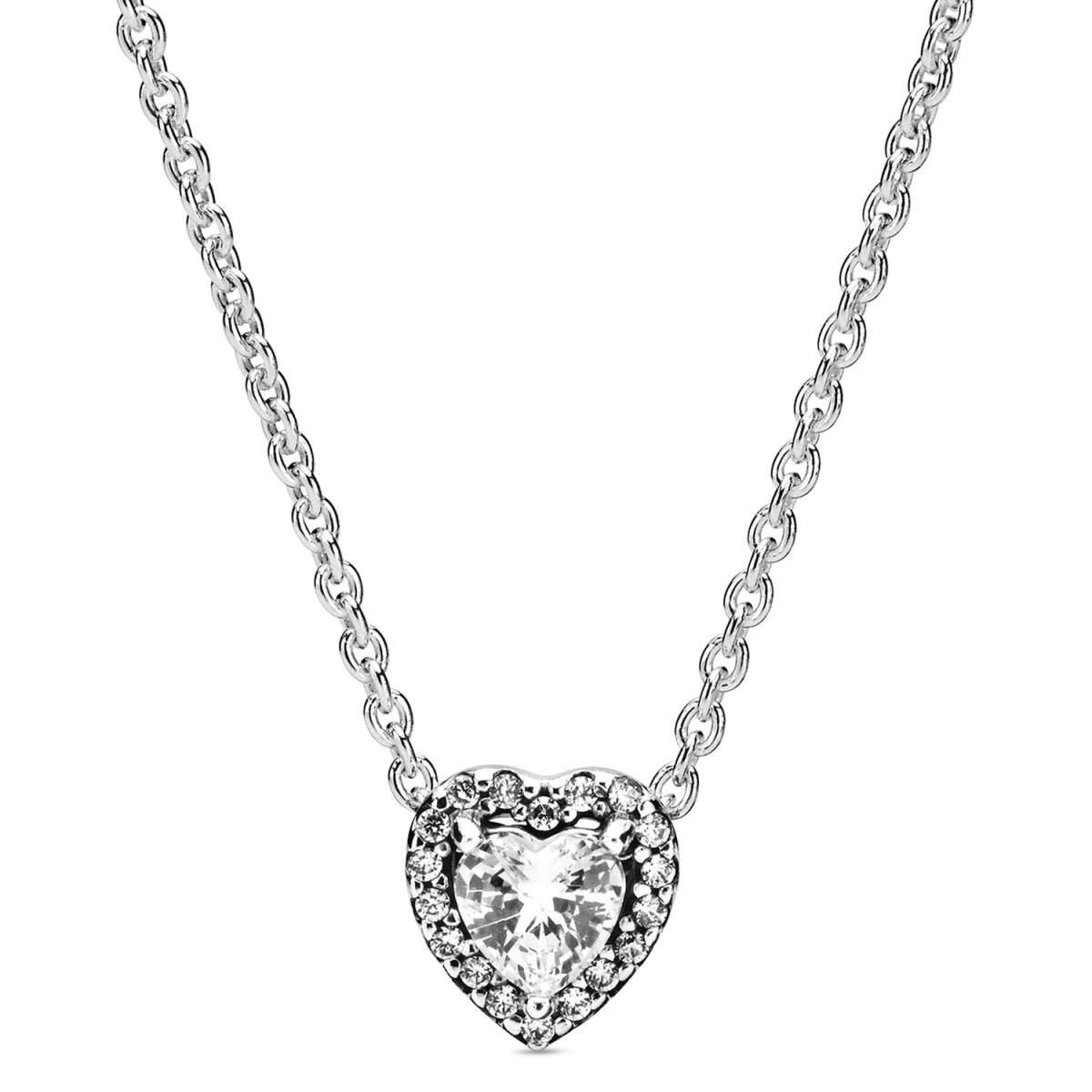 Pandora Herzkette 398425C01-45, für Damen Silber 925 Elevated Heart