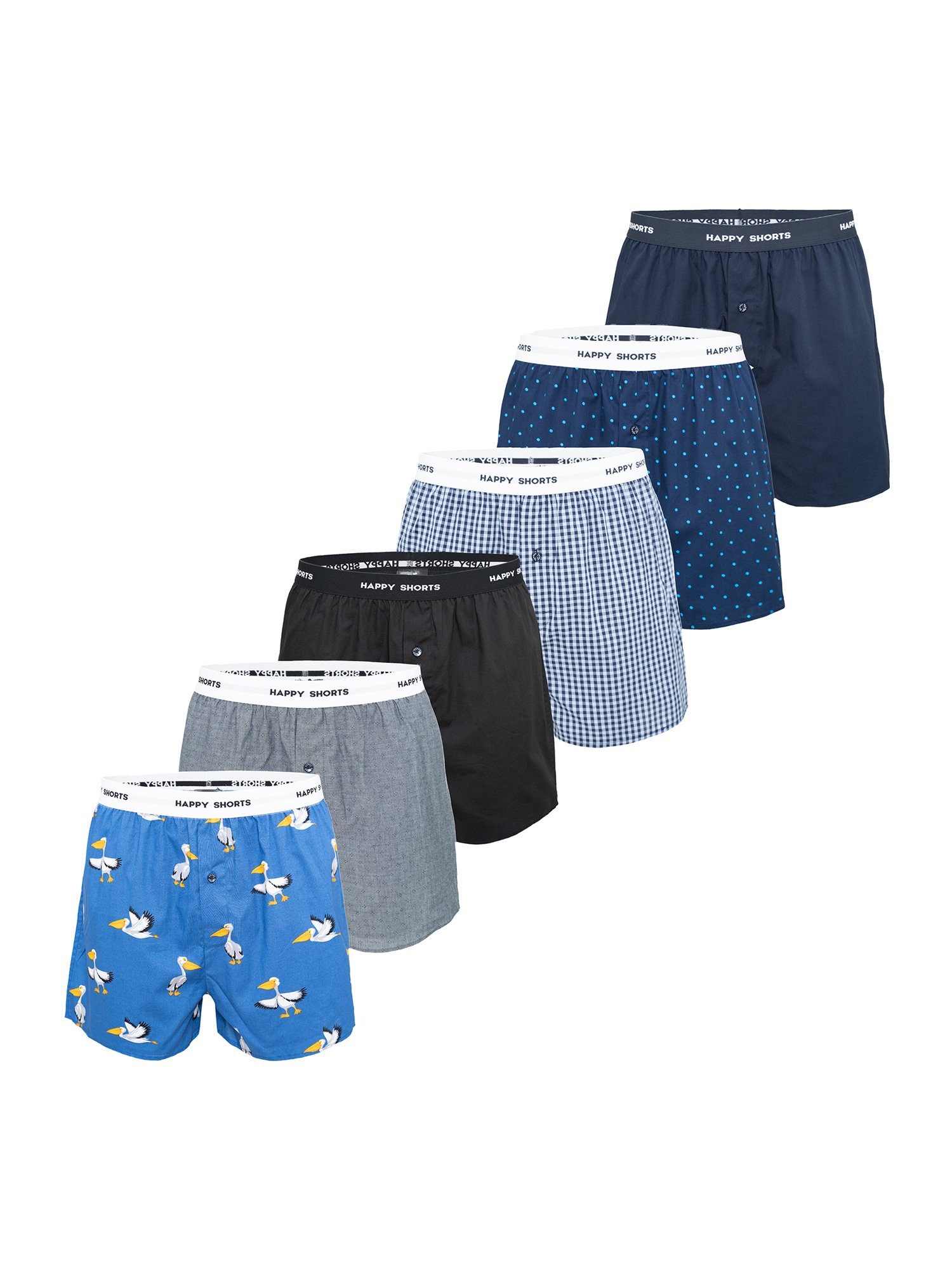 HAPPY SHORTS Boxer Mix (6-St) Pelikan-Geo