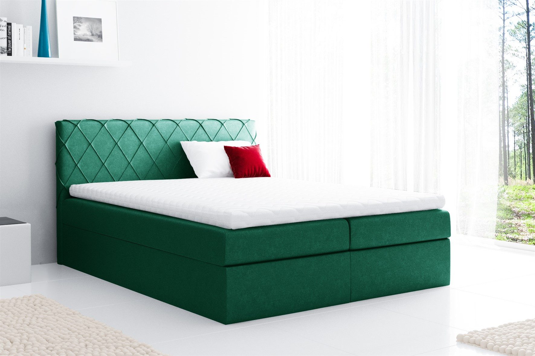 Fun Möbel Boxbett Schlafzimmerbett GRETA in Stoff Riviera (Gepolstertes Kopfteil und gepolsterte Bettkästen, inkl. Kaltschaumtopper), inkl. Bettkasten