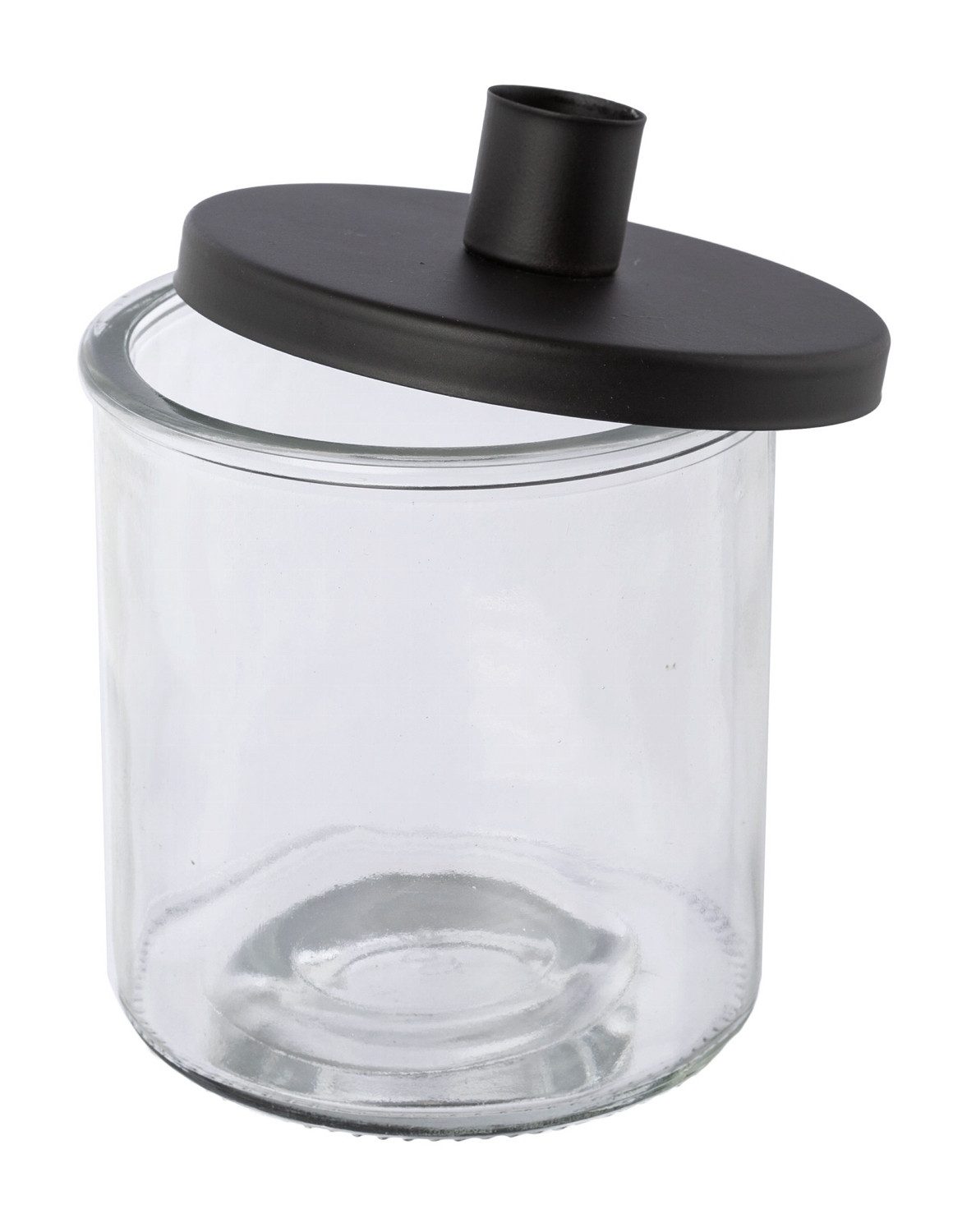 Gasper Kerzenhalter ASENDA, H 14,5 cm, Transparent, Schwarz, Metall, inkl. Deko-Glas