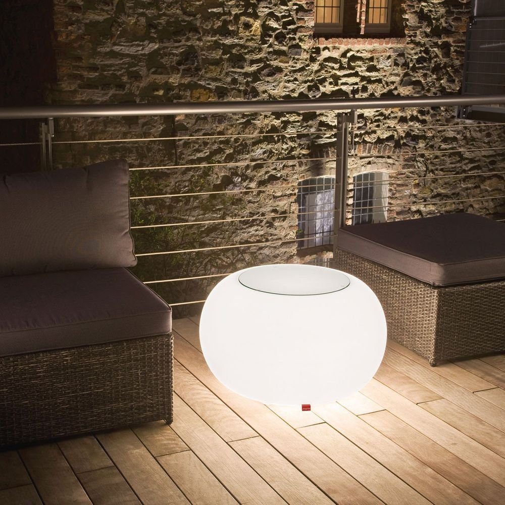 Stehlampe Outdoor Moree Weiß, LED Transluzent Bubble