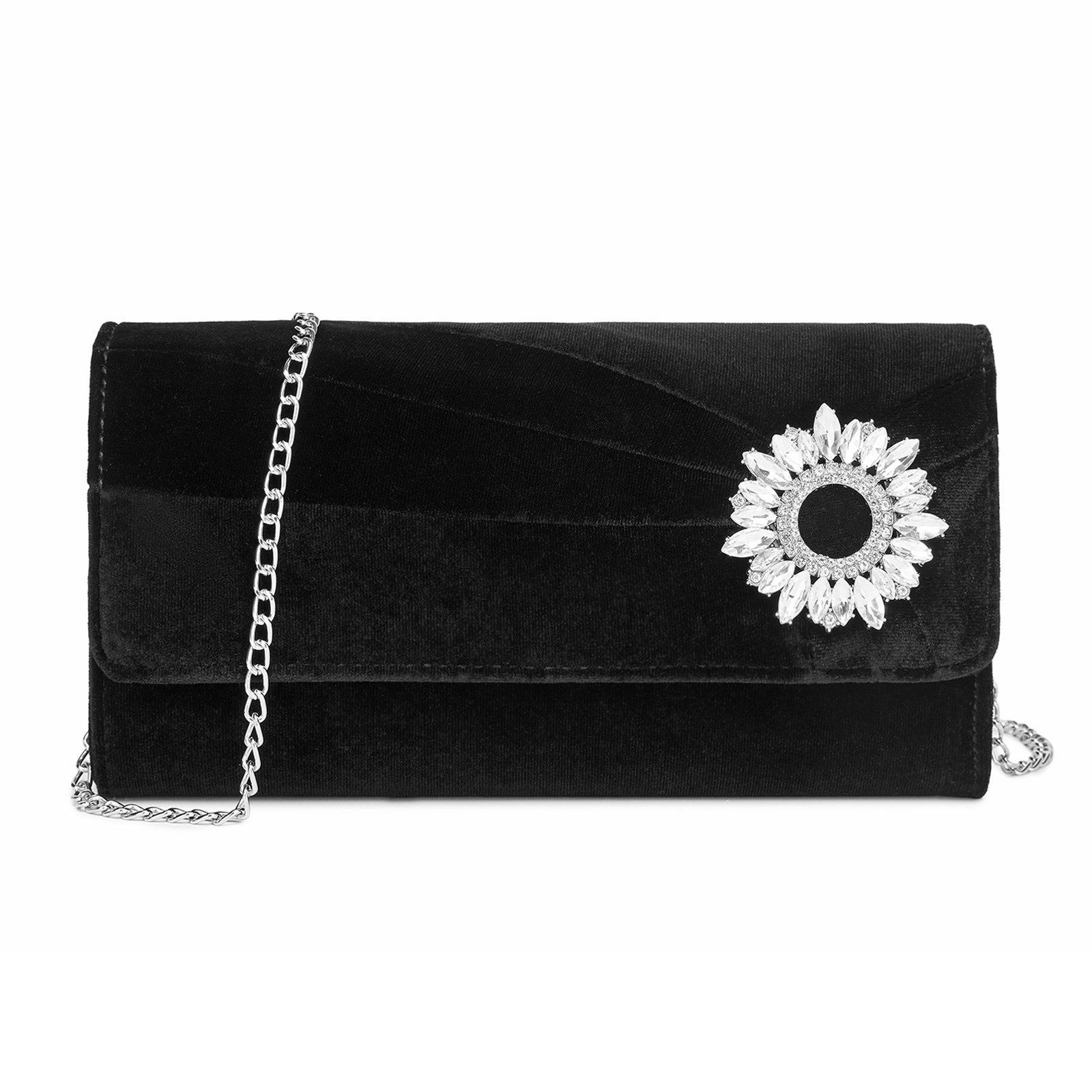 Miss Lulu Clutch Damen, Elegante Abendtasche mit Strass-Verzierung & Kette