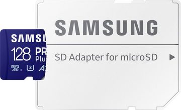 Samsung PRO Plus + microSDXC-Adapter Speicherkarte (128 GB, Class 10, 160 MB/s Lesegeschwindigkeit)