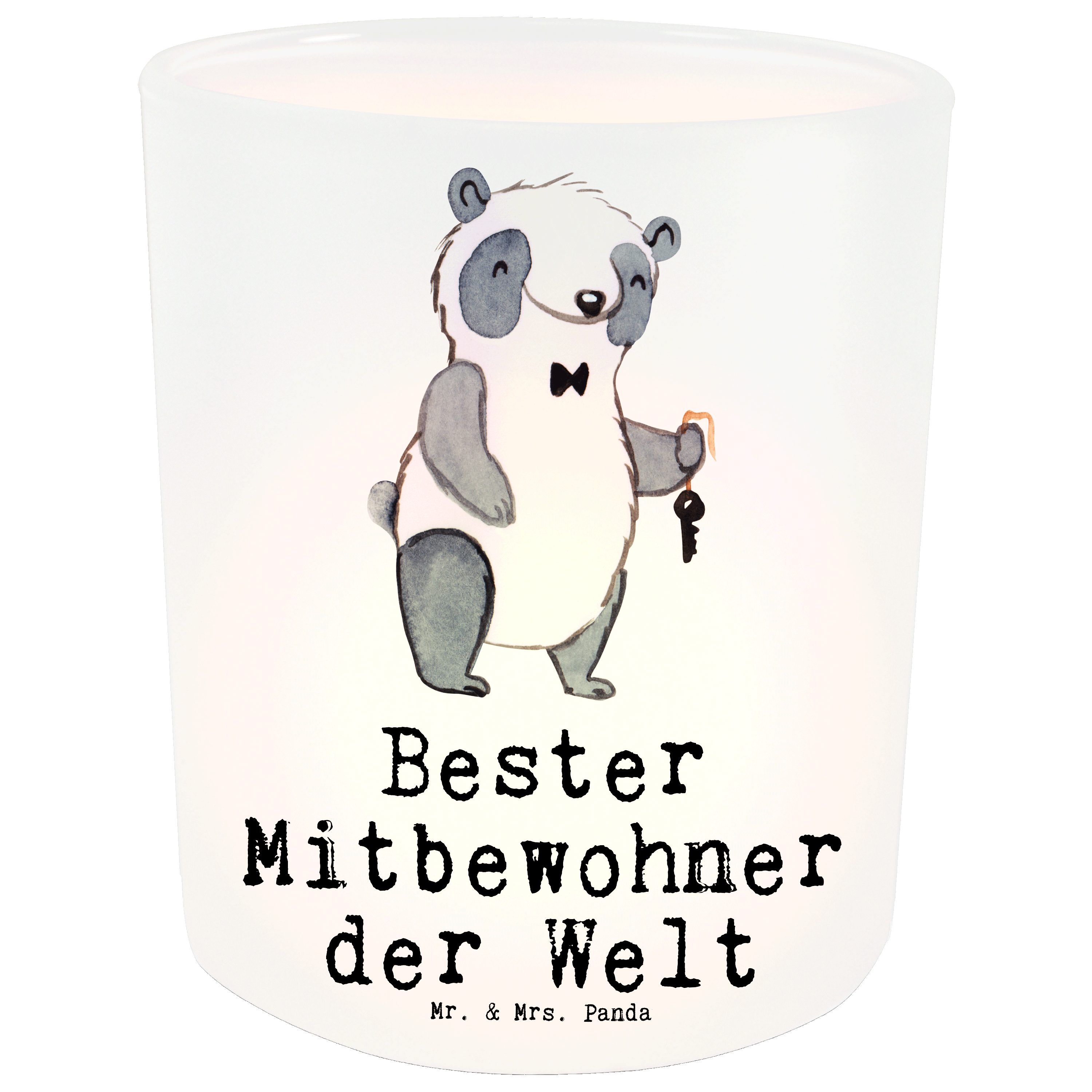- Transparent Geschenkt Windlicht Mr. Mitbewohner Bester Mrs. Welt Panda & (1 Panda Geschenk, der - St)