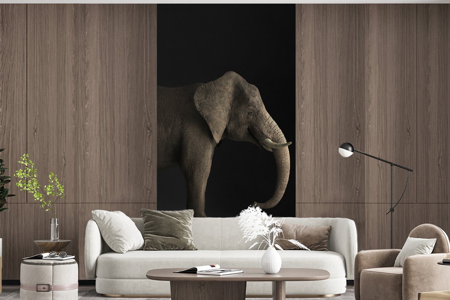 Schlafzimmer - Fototapete St), Elefant - Matt, (2 Fototapete Licht, MuchoWow Wohnzimmer Vliestapete bedruckt, Küche, Tiere für