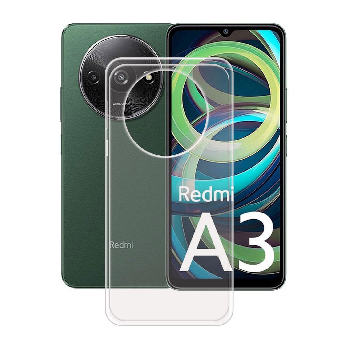 Wigento Handyhülle Für Xiaomi Redmi A3 Silikon TPU Schutz Handy Hülle dünn Transparent