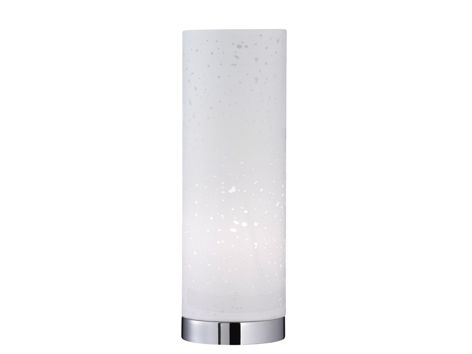 meineWunschleuchte LED Tischleuchte, Dimmfunktion, Silber-Weiß - LED Stofflampe Design-Klassiker Lampenschirm 35cm dimmbar Zylinder Weiß Warmweiß, wechselbar
