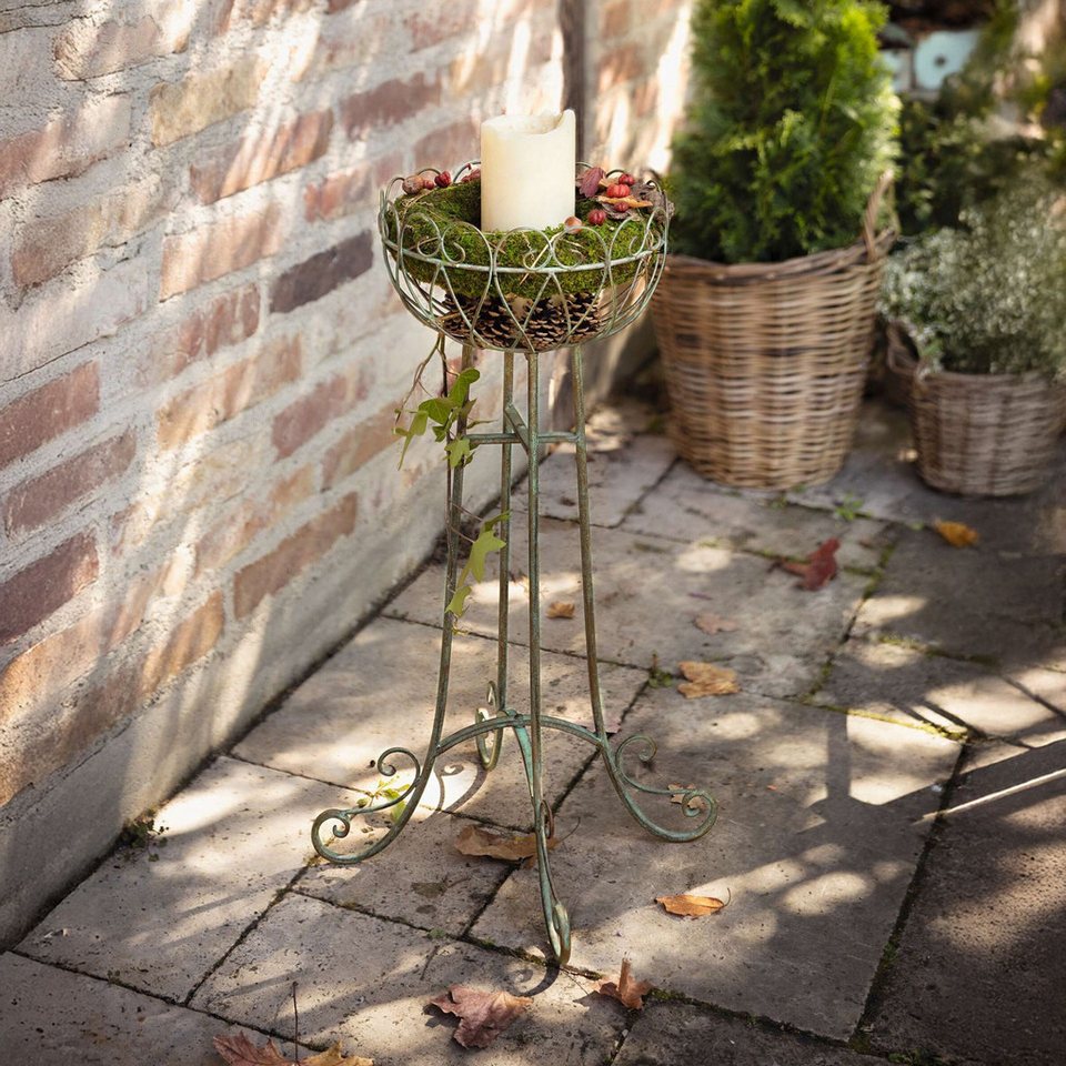 Home-trends24.de Blumenständer Deko Ständer Metall Ornamente Blumen Pflanzen Garten Terrasse, Blumensäule