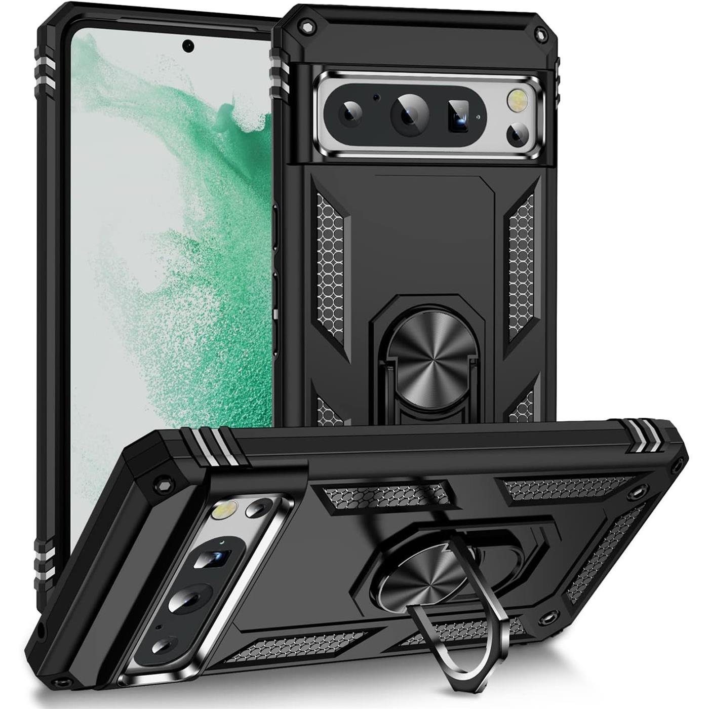 CoolGadget Handyhülle Armor Shield Case für Google Pixel 8 Pro 6,7 Zoll, Outdoor Cover Magnet Ringhalterung Handy Hülle für Pixel 8 Pro