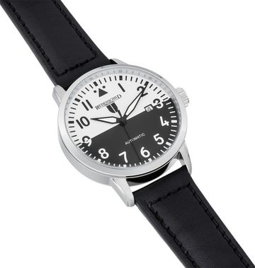 Riedenschild Automatikuhr RS7602-03 Fiegeruhr Lederband Schwarz 42 mm