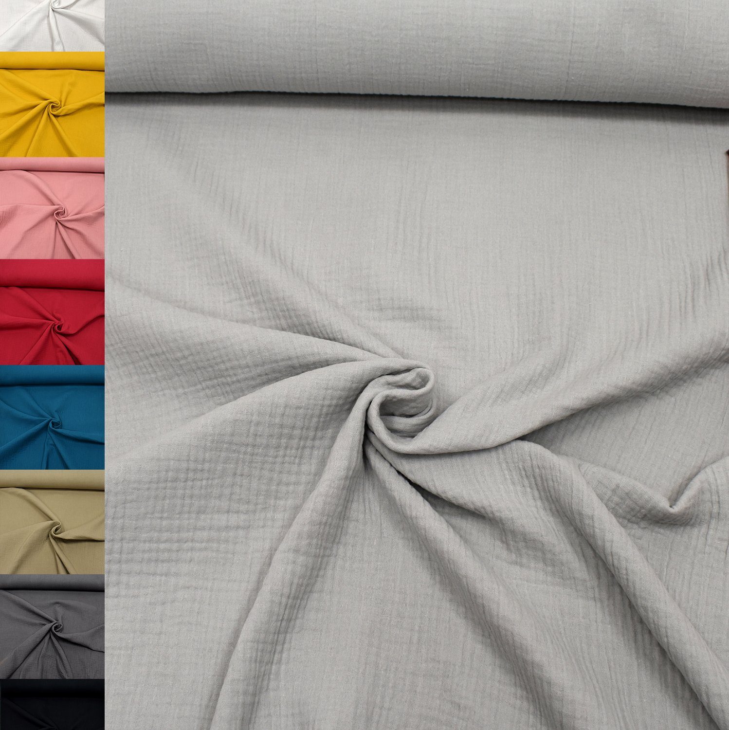 MAGAM-Stoffe Stoff "Greta", Musselin Stoff Double Gauze uni 100% Baumwolle ÖKO-TEX Meterware 50cm