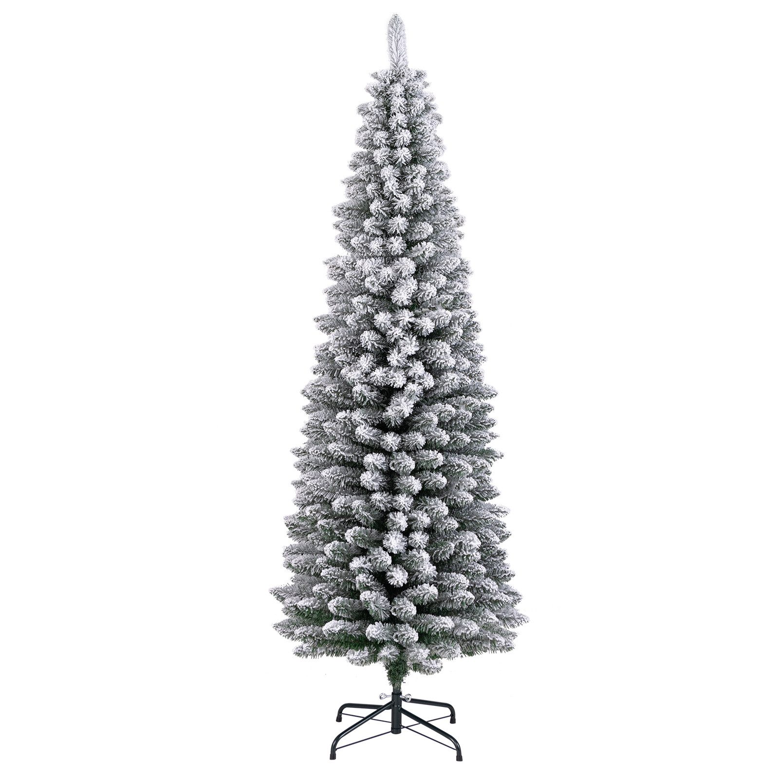COSTWAY Künstlicher Weihnachtsbaum, Bleistift, 180cm, 460 Zweigspitzen, Metallständer