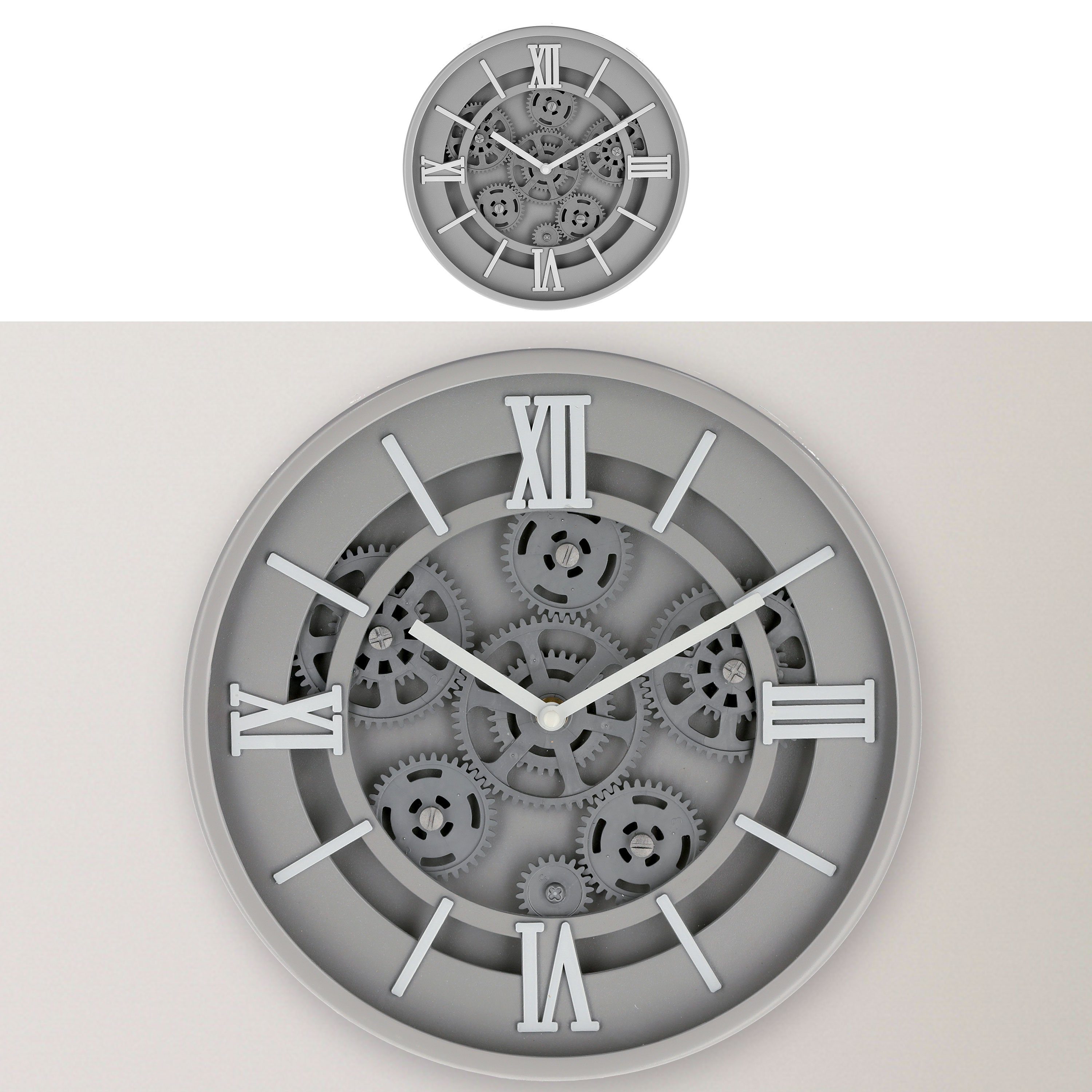 Wanduhr Wanduhr Zahnrad grau Ø30x5,5cm Batterie