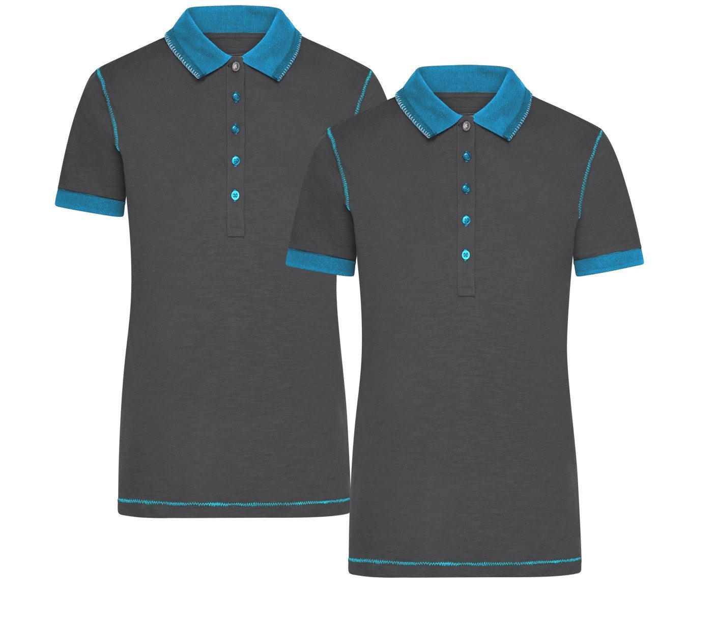 James & Nicholson Poloshirt Doppelpack Damenpoloshirt in trendiger Slub Qualität Urban Polo JN979 (Spar-Set, 2er-Pack) Hochwertiger Single Jersey aus Flammgarn