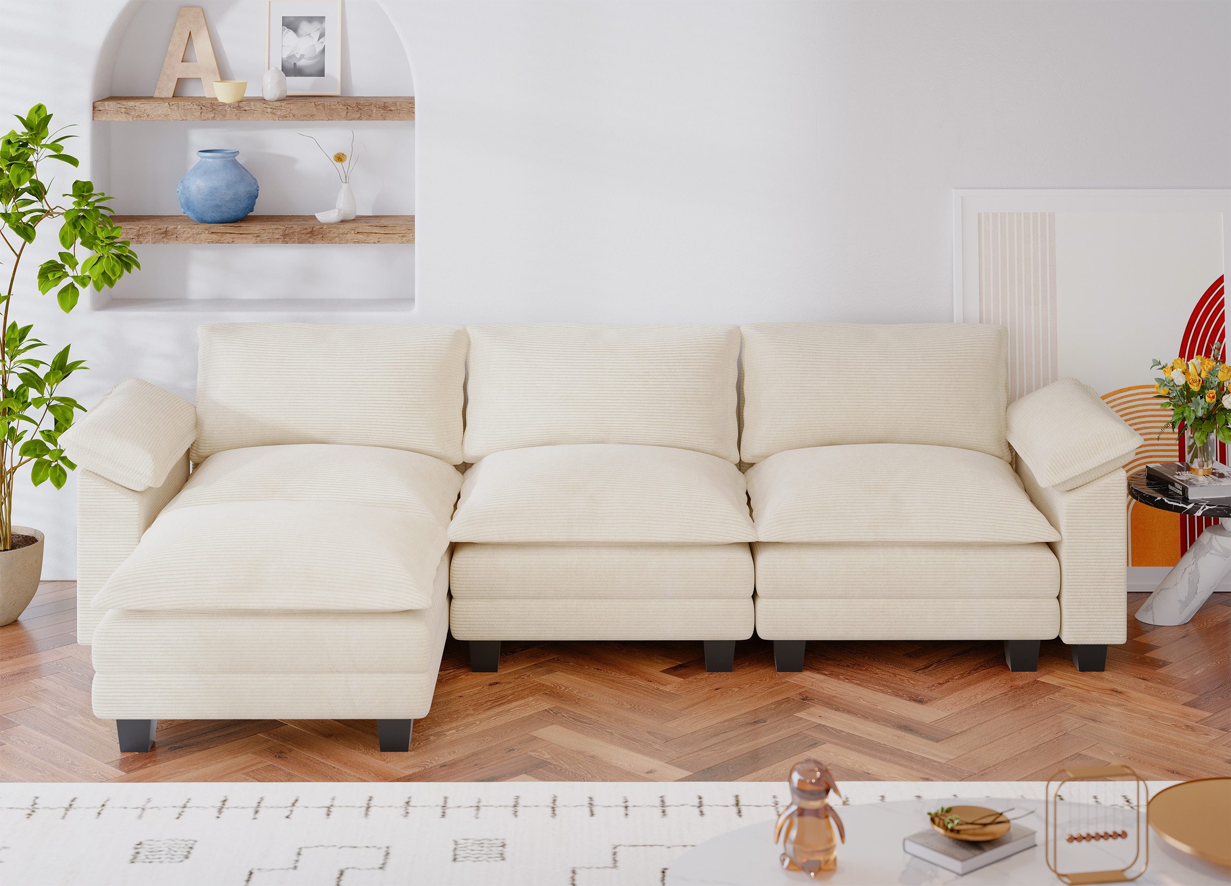 HOMALL Ecksofa U-förmiges Sofa, abnehmbar, 292cm*138cm*86cm, günstig online kaufen
