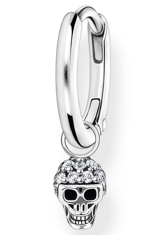 THOMAS SABO Single-Creole mit Totenkopf Anhänger, CR706-643-14, mit Zirkonia (synth)