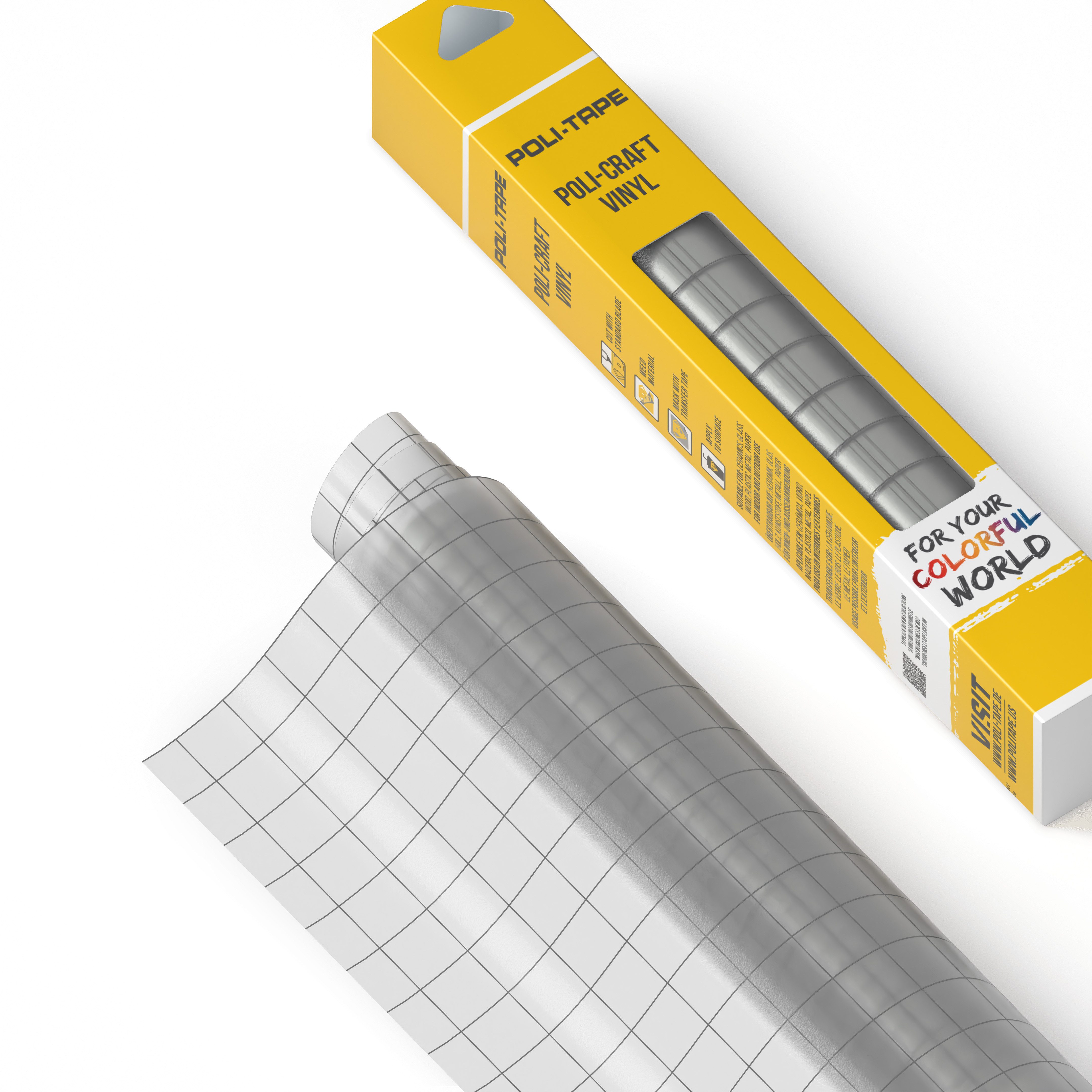 POLI-TAPE POLI-CUT POLI-CRAFT ÜBERTRAGUNGSFOLIE, 30,5 cm x 610 cm (VORRATSPACK), transparent mit Ausrichtungsraster
