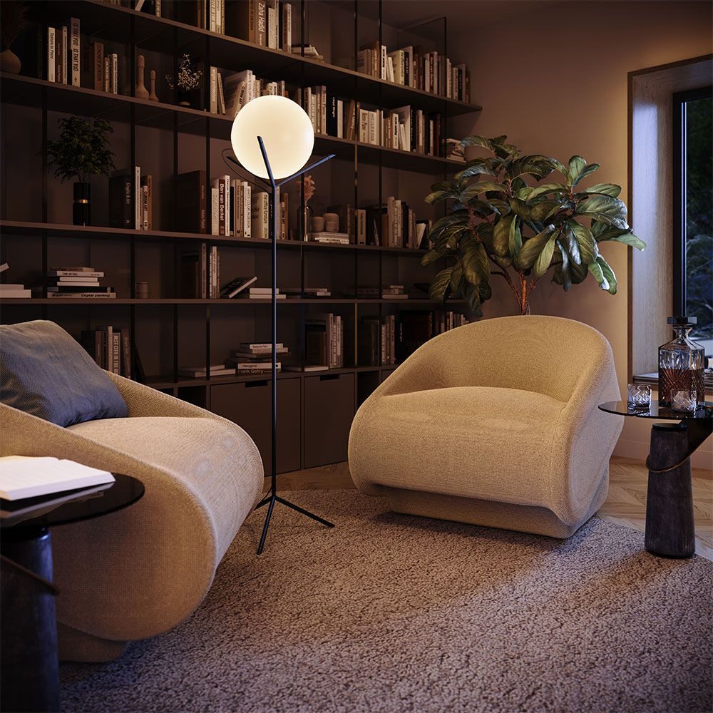 s.luce Stehlampe Stehleuchte Orb Poseidon mit Glaskugel 175cm Weiß