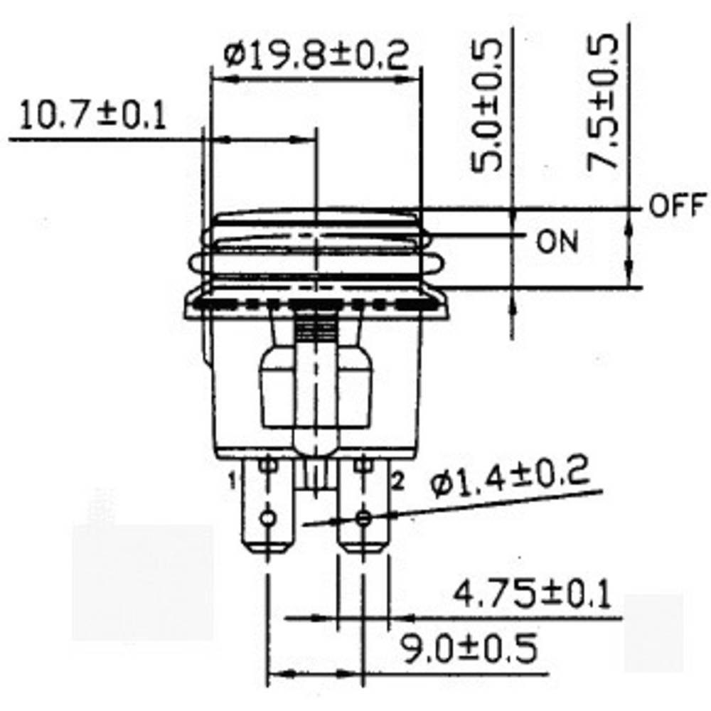 Thumbnail - TRU COMPONENTS Schalter Druckschalter spritzwassergeschützt 14 V/DC 20 A, Betätiger erhaben