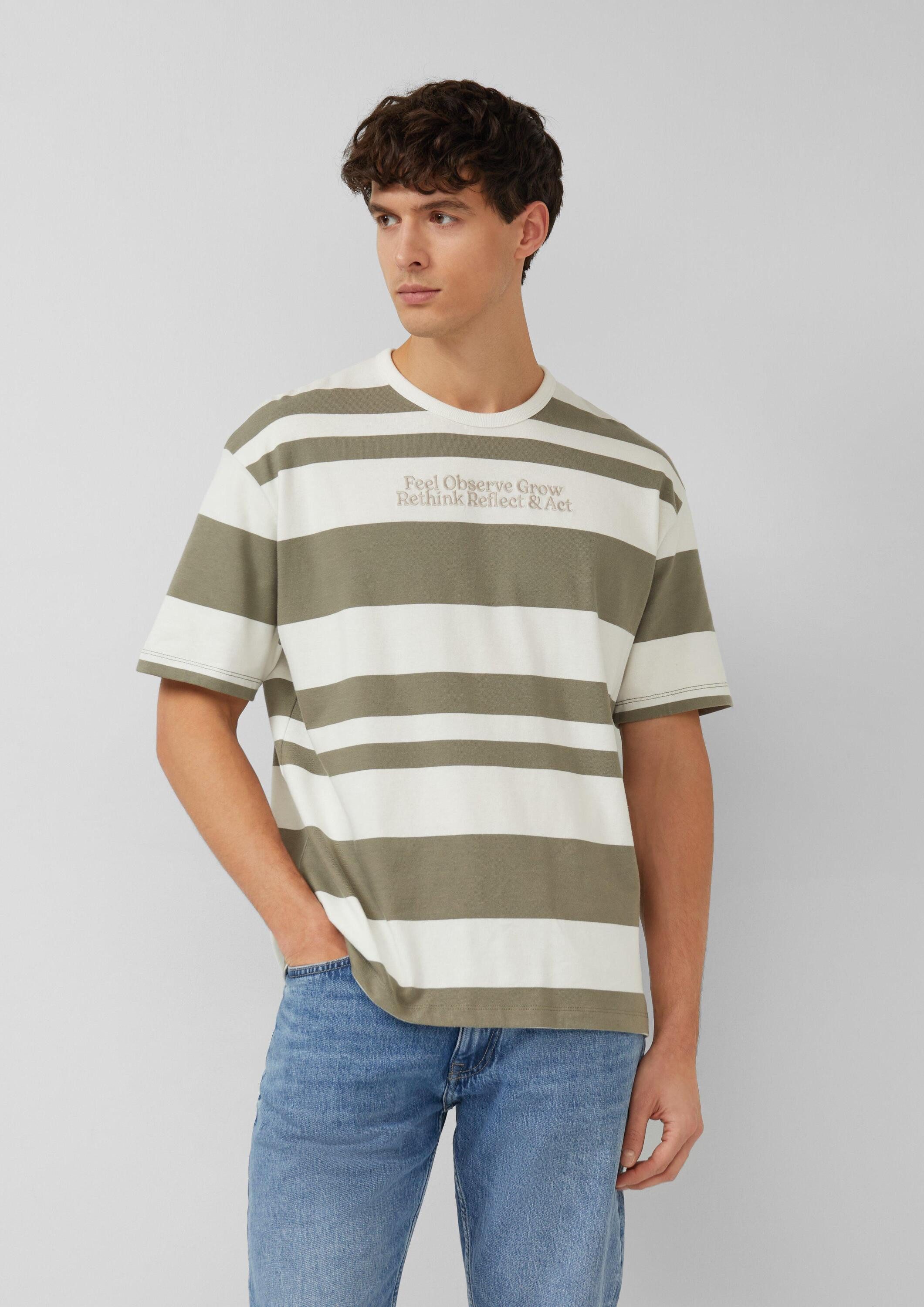 s.Oliver Kurzarmshirt T-Shirt Streifen-T-Shirt mit Artwork