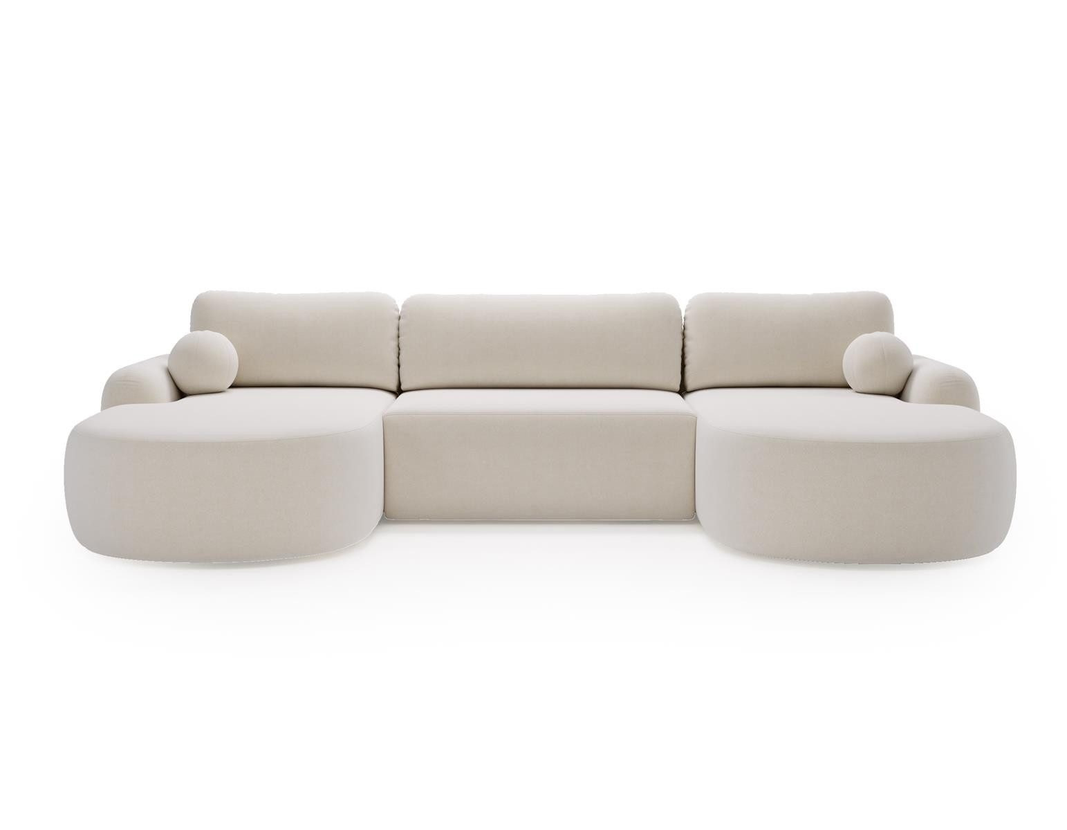 Compleo Ecksofa Design U-Form Ecksofa Bouclé, luxuriöses, runde Formen OLIO günstig online kaufen