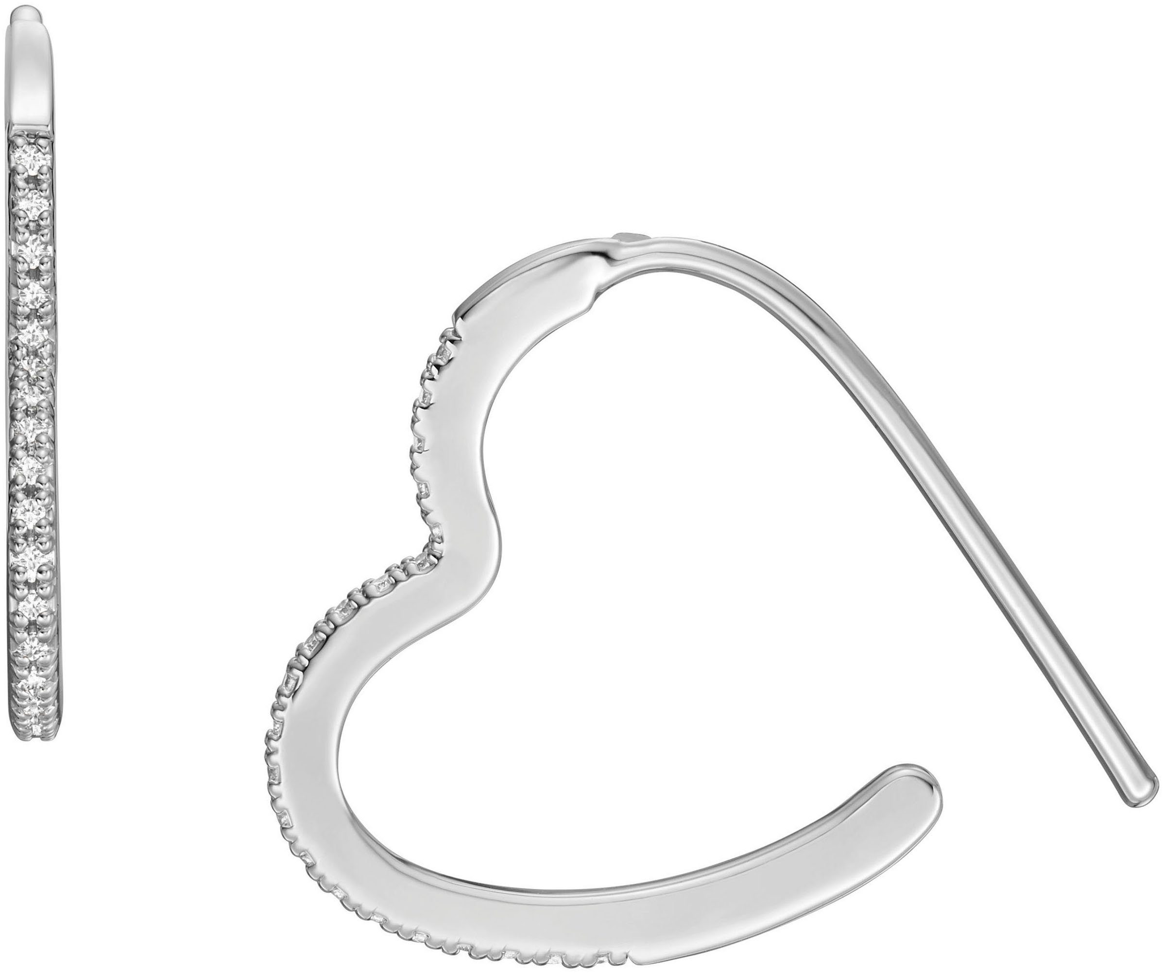 Fossil Paar Ohrhaken Schmuck Geschenk Metall Ohrringe JEWELRY Herz, mit Zirkonia (synth)