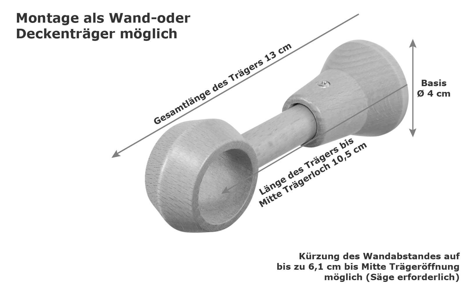 iso-design Gardinenstange 28 mm Holz Natur lackiert Endstück Kugel, Ø 28 mm günstig online kaufen