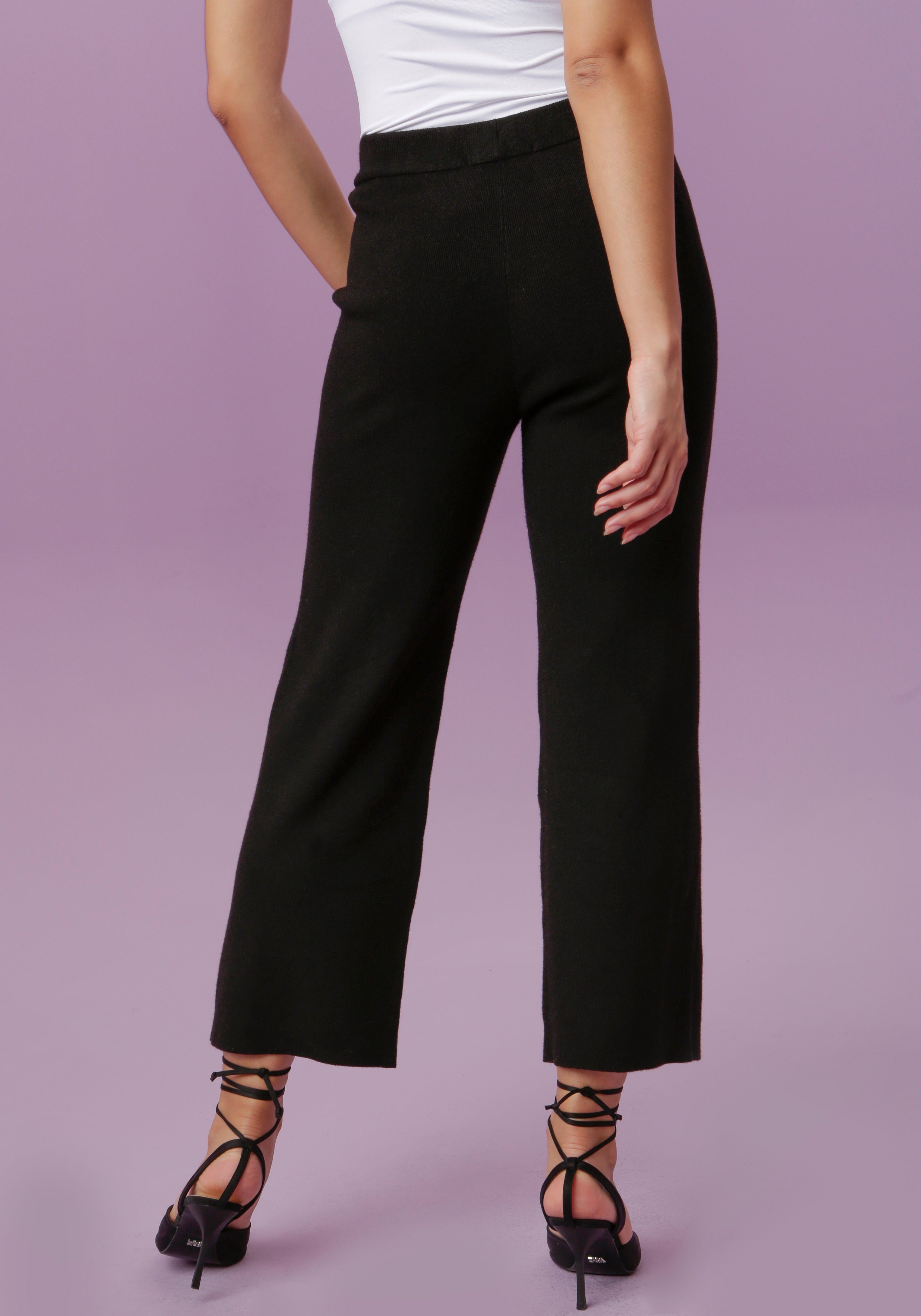 Aniston CASUAL trendiger schwarz Culotte-Form Strickhose in