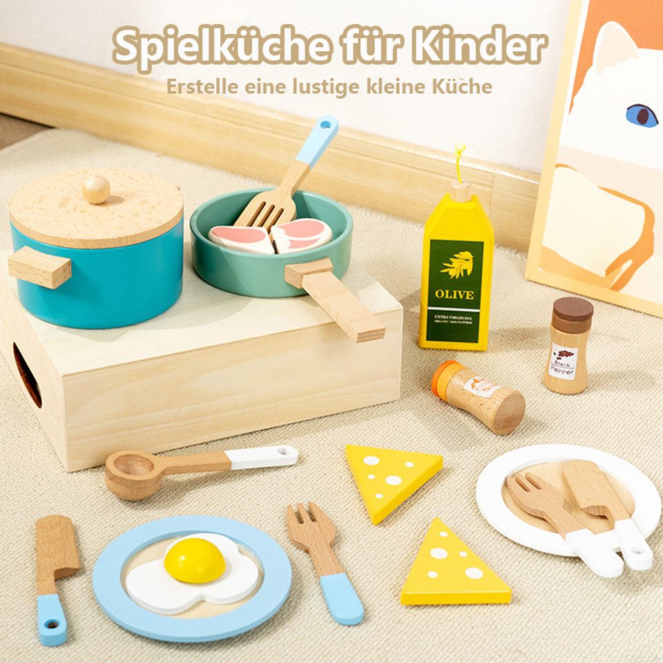 CLTYQ Spielgeschirr Lernspielzeug Küchenspielzeug für Kinder aus Holz, Kind günstig online kaufen