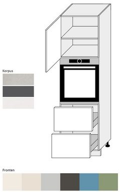 Feldmann-Wohnen Hochschrank Amaro (Amaro, 1-St) 60cm Front- & Korpusfarbe wählbar 1-türig 2 Schubladen (Teilauszug)