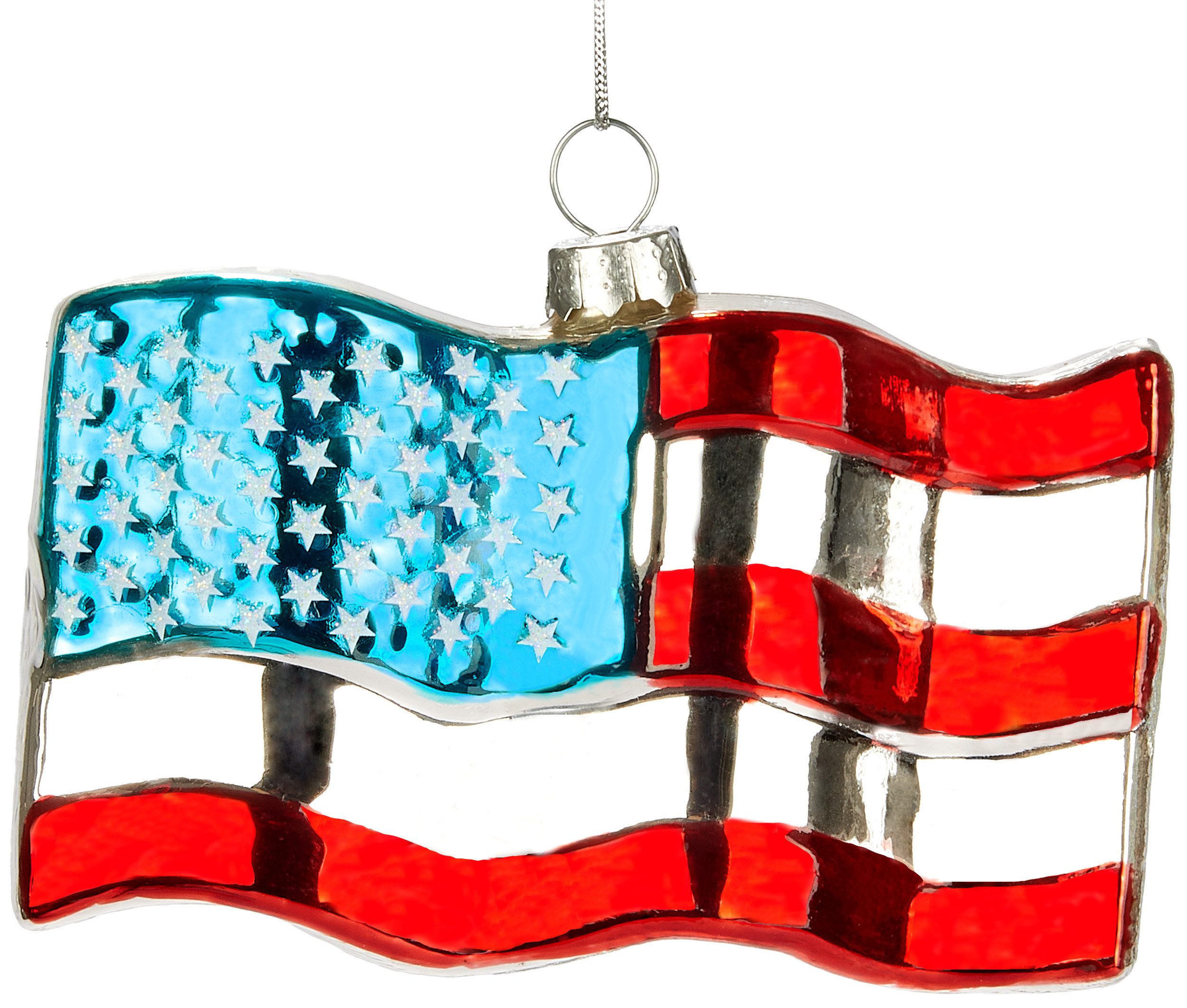 BRUBAKER Weihnachtsbaumkugel USA Flagge - Handbemalte Weihnachtskugel aus Glas (1 St), 10 cm Baumkugel Amerika Fahne - US Deko Christbaumschmuck Mundgeblasen