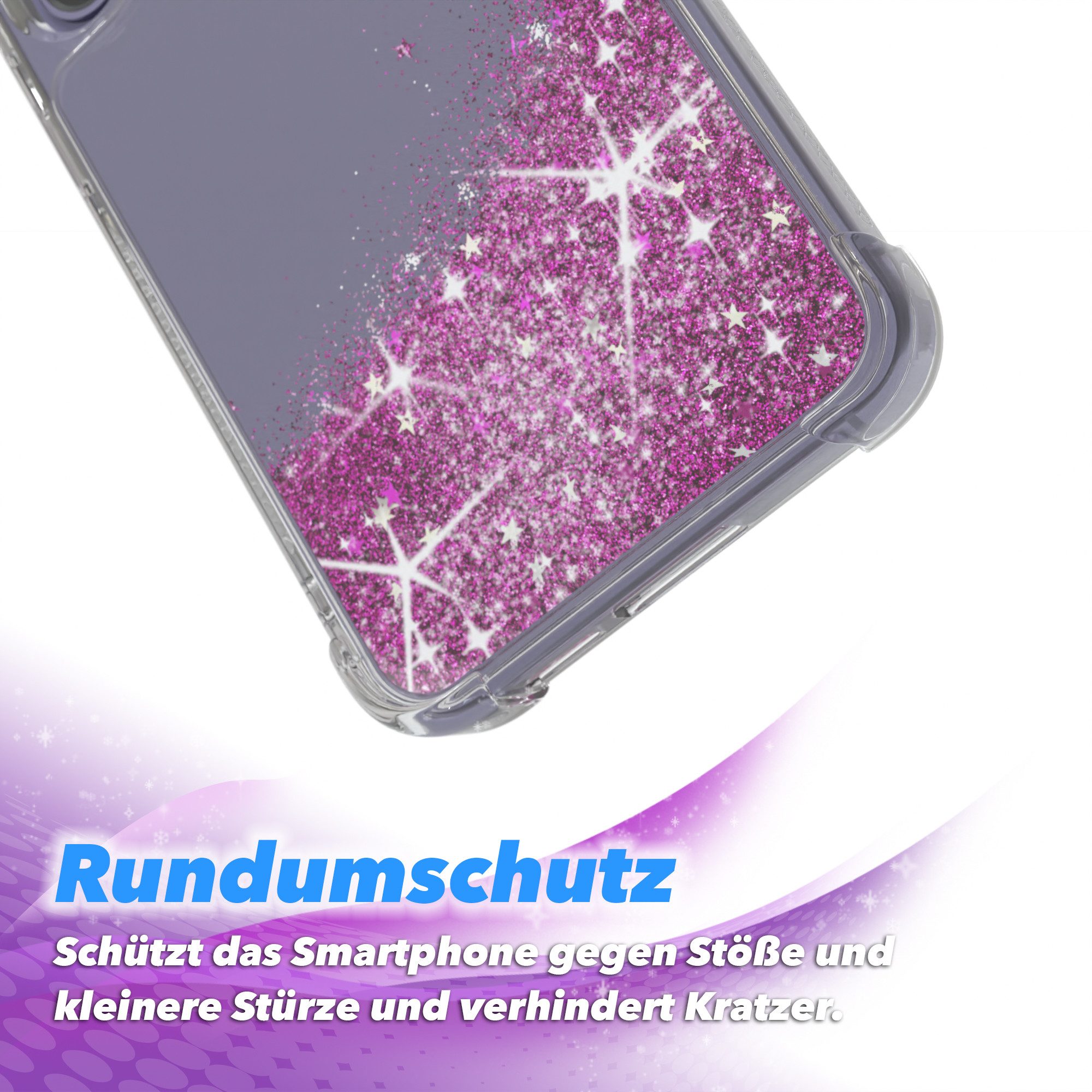 EAZY CASE Handyhülle Liquid Glittery Case für Samsung Galaxy S24 6,2 Zoll, Bumper Case Back Cover Glitter Glossy Handyhülle Etui Violett Lila – Bild 5 von 5