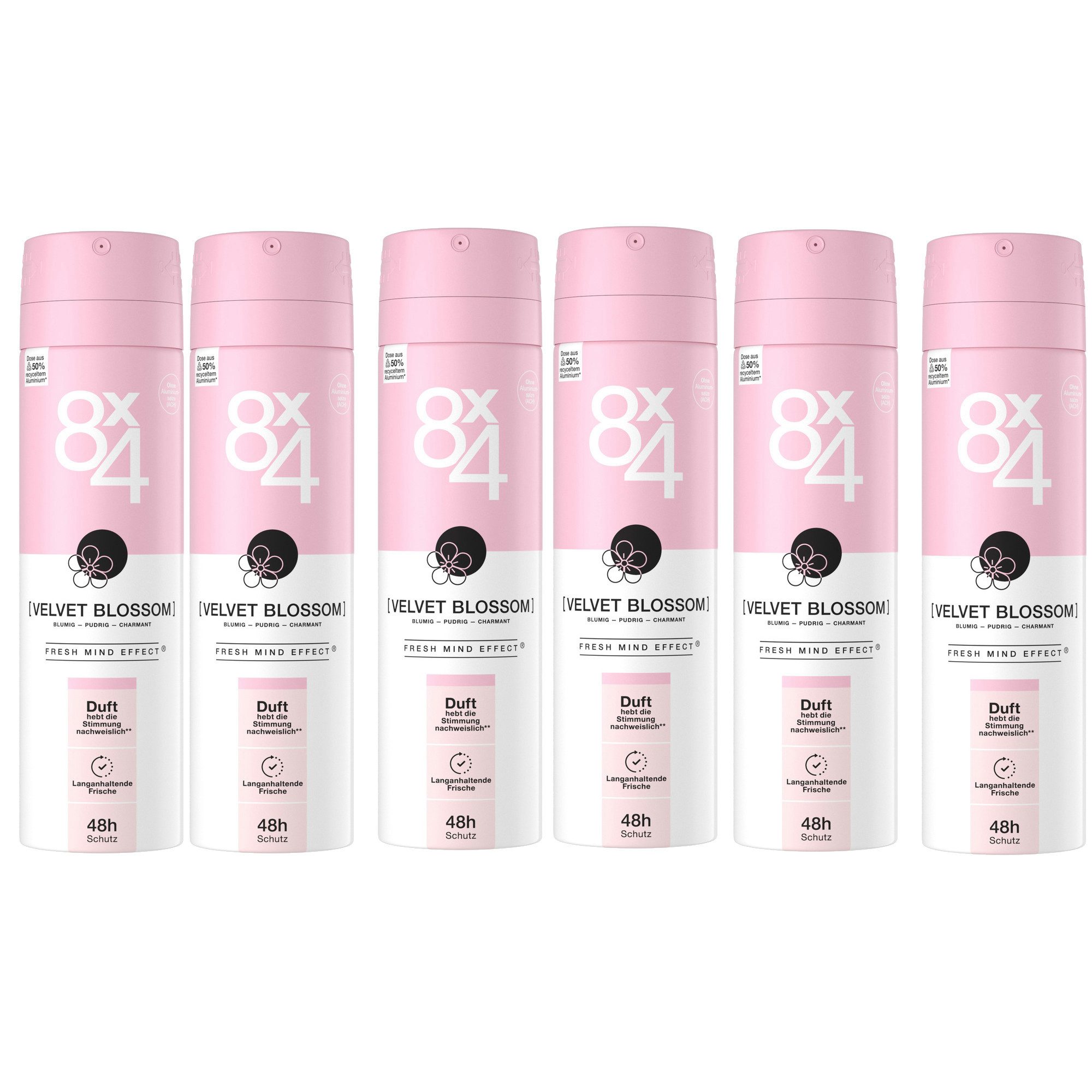 Deo-Spray Velvet Blossom 6 x 150ml 48h zuverlässiger Deoschutz vegan