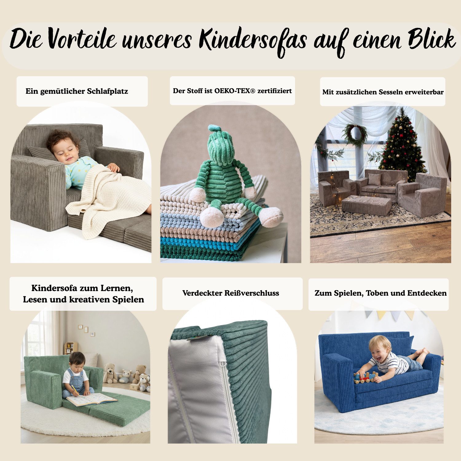 FORTISLINE Kindersofa aus Schaumstoff mit abnehmbarem Bezug Kinderzimmer – Bild 2 von 5