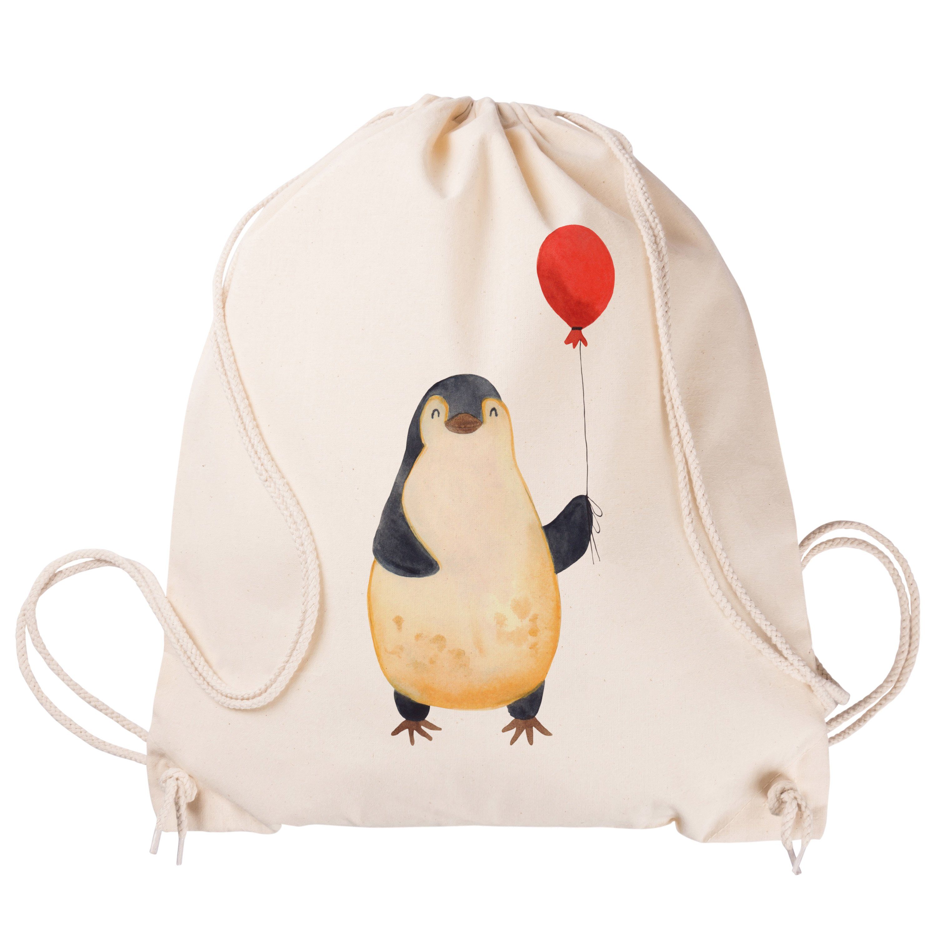Mr. & Mrs. Panda - Sporttasche (1-tlg) Lebenslust, Pinguin - Luftballon Transparent Stoffbeutel, Geschenk