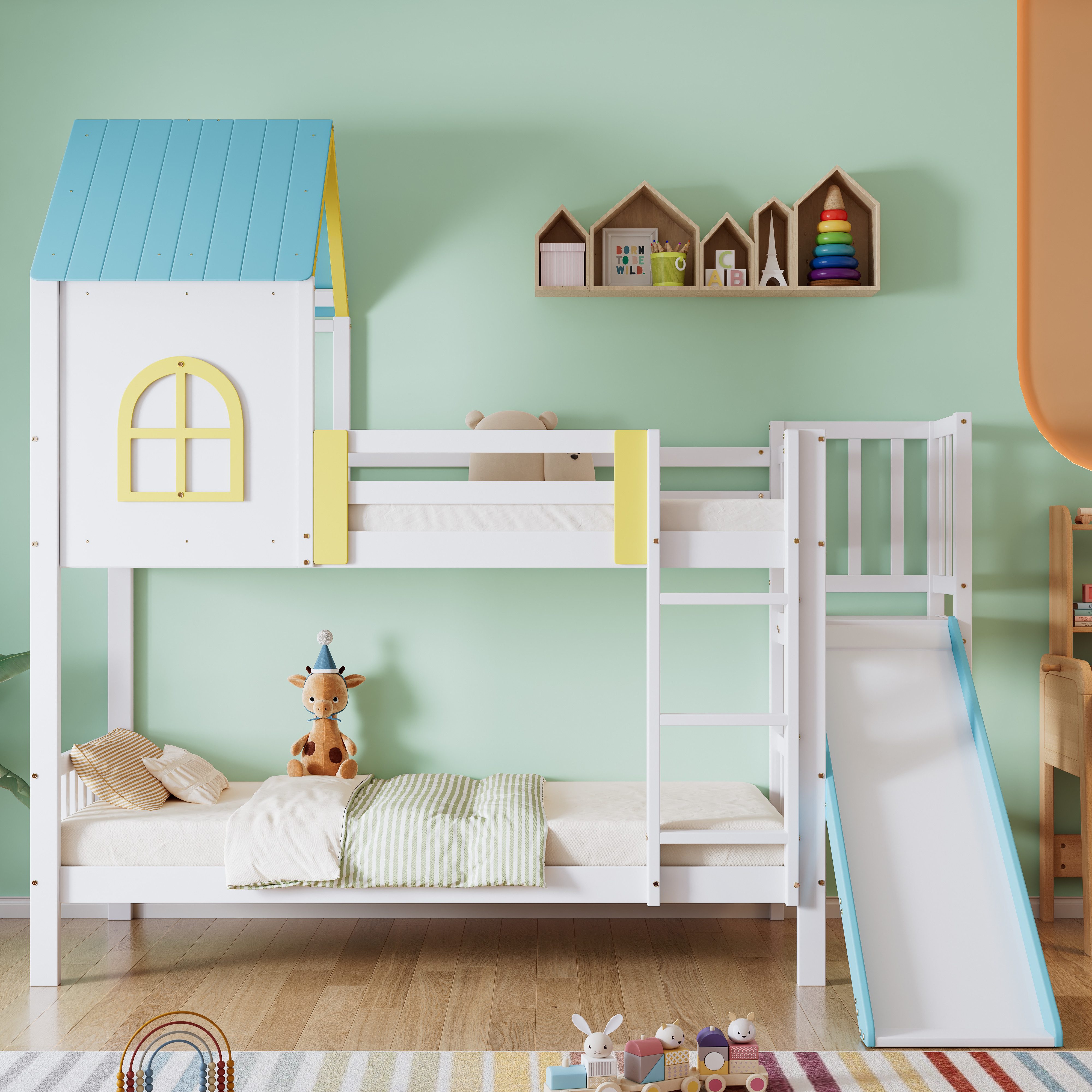 Flieks Etagenbett, Hausbett Kinderbett 90x200cm mit günstig online kaufen