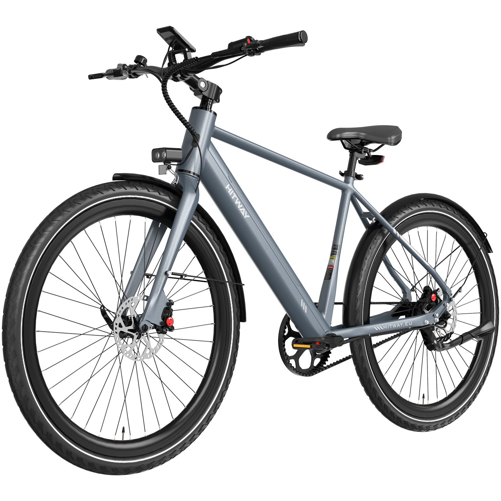 HITWAY E-Bike Cityrad 700C Elektrofahrrad,36V 10.4Ah Akku, Bis zu 80 km Reichweite, 1 Gang, Kettenschaltung, Heckmotor, 374,4 Wh, E-Rennrad, StVZO Citybike für Damen und Herren mit GPS APP