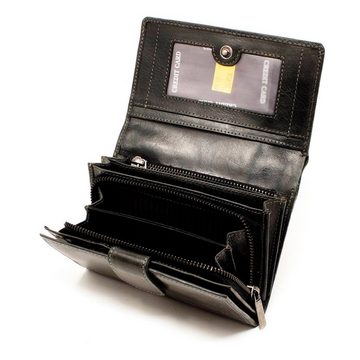SHG Geldbörse ☼ Damen Geldbörse Portemonnaie Querformat Vintage Leder, Münzfach, Reißverschluss, Kreditkartenfächer