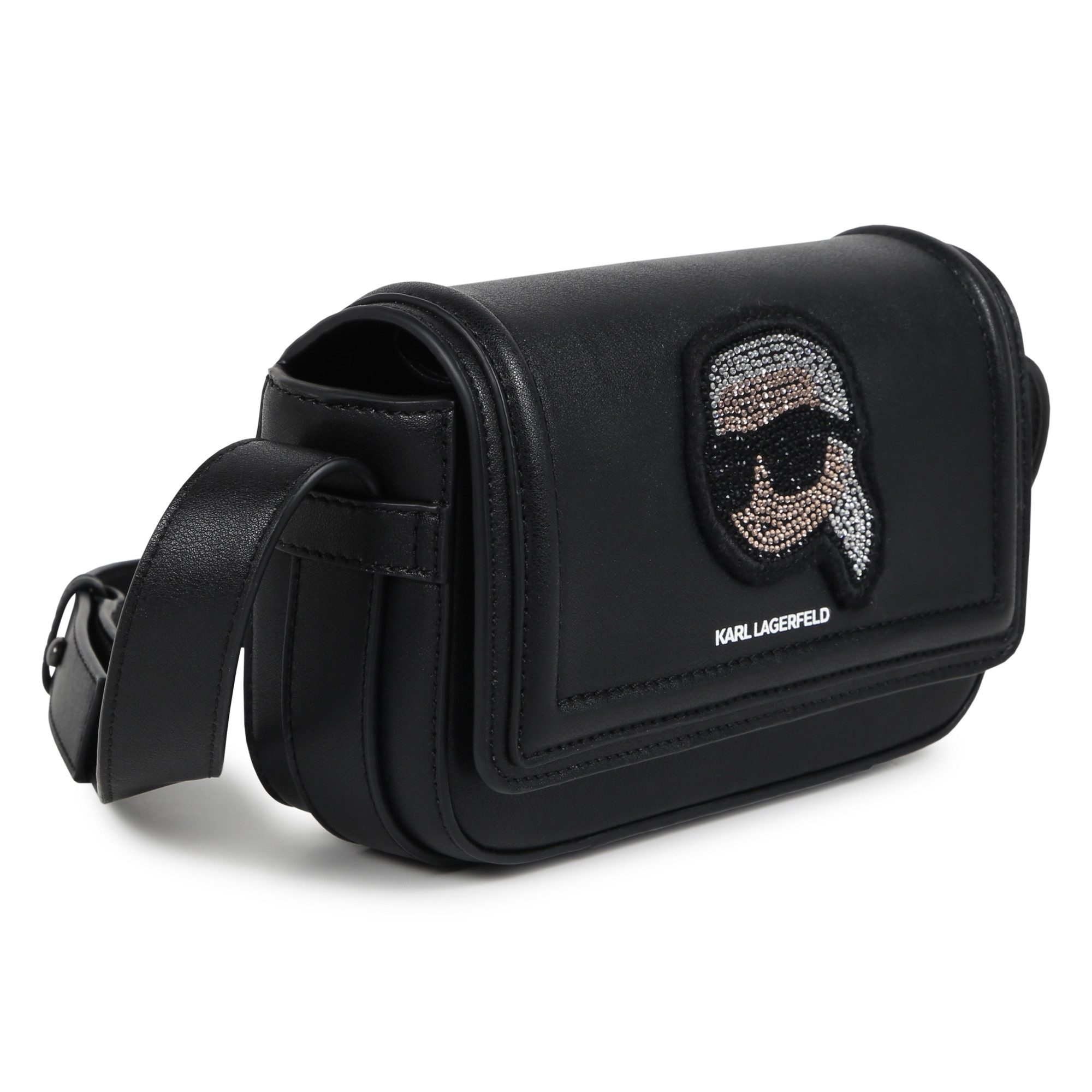 KARL LAGERFELD Umhängetasche KARL LAGERFELD KIDS Tasche Karl Figur Strasssteine Logo schwarz