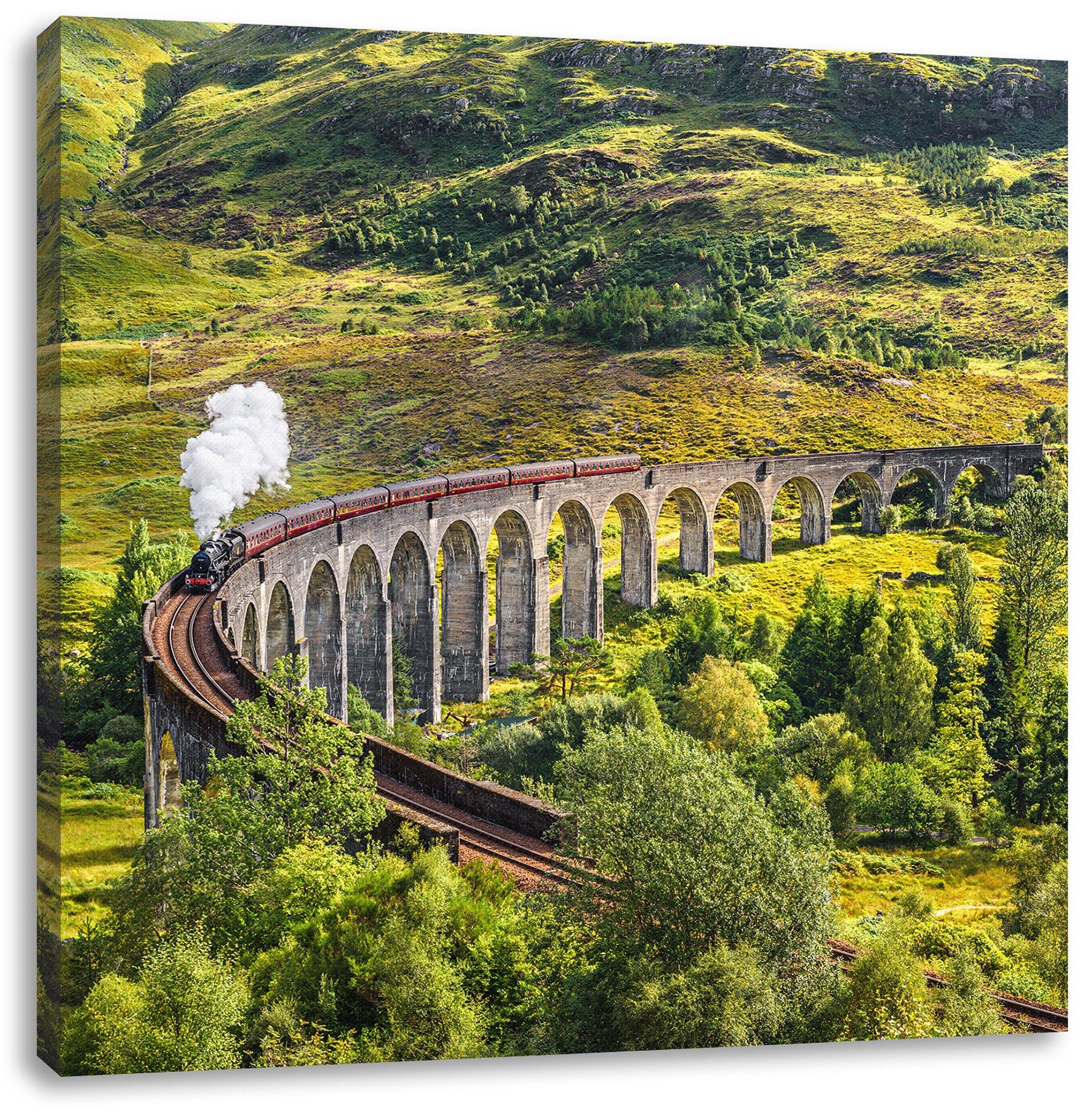 Pixxprint Leinwandbild Eisenbahnviadukt in Schottland, Eisenbahnviadukt in Schottland (1 St), Leinwandbild fertig bespannt, inkl. Zackenaufhänger