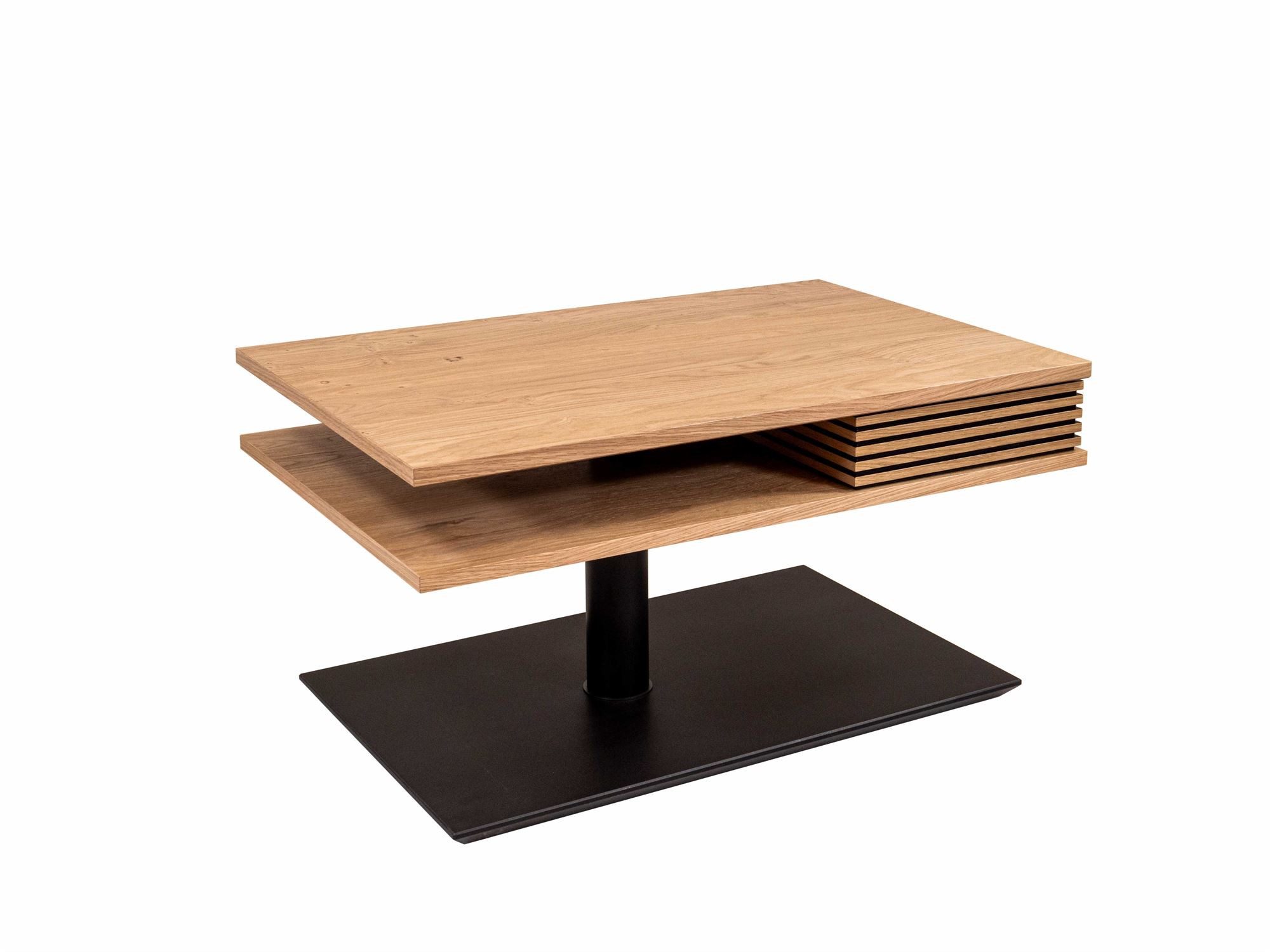 58 aufm Kessel Couchtisch Funktionstisch Clem 90x49x60 Metall+Echtholzfurnier Schwarz/Wildeiche (inkl. Lieferung bis in die Wohnung, 1-St., Lieferung bis Verwendungsstelle), stufenlos höhenverstellbar drehbare Tischplatte aus Massivholzfurnier