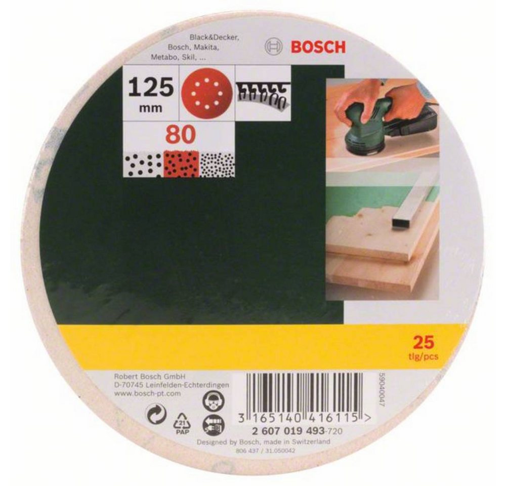 Thumbnail - BOSCH Schleifpapier Schleifblatt-Set für Exzenterschleifer, mit Klett, gelocht
