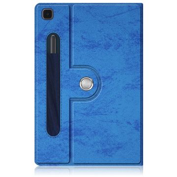 Wigento Tablet-Hülle Für Samsung Galaxy Tab A7 Lite 8.7 2021 360 Grad Rotation + Stift Halterung Tablet Tasche Hülle Case Cover Etui Schutz Blau Neu