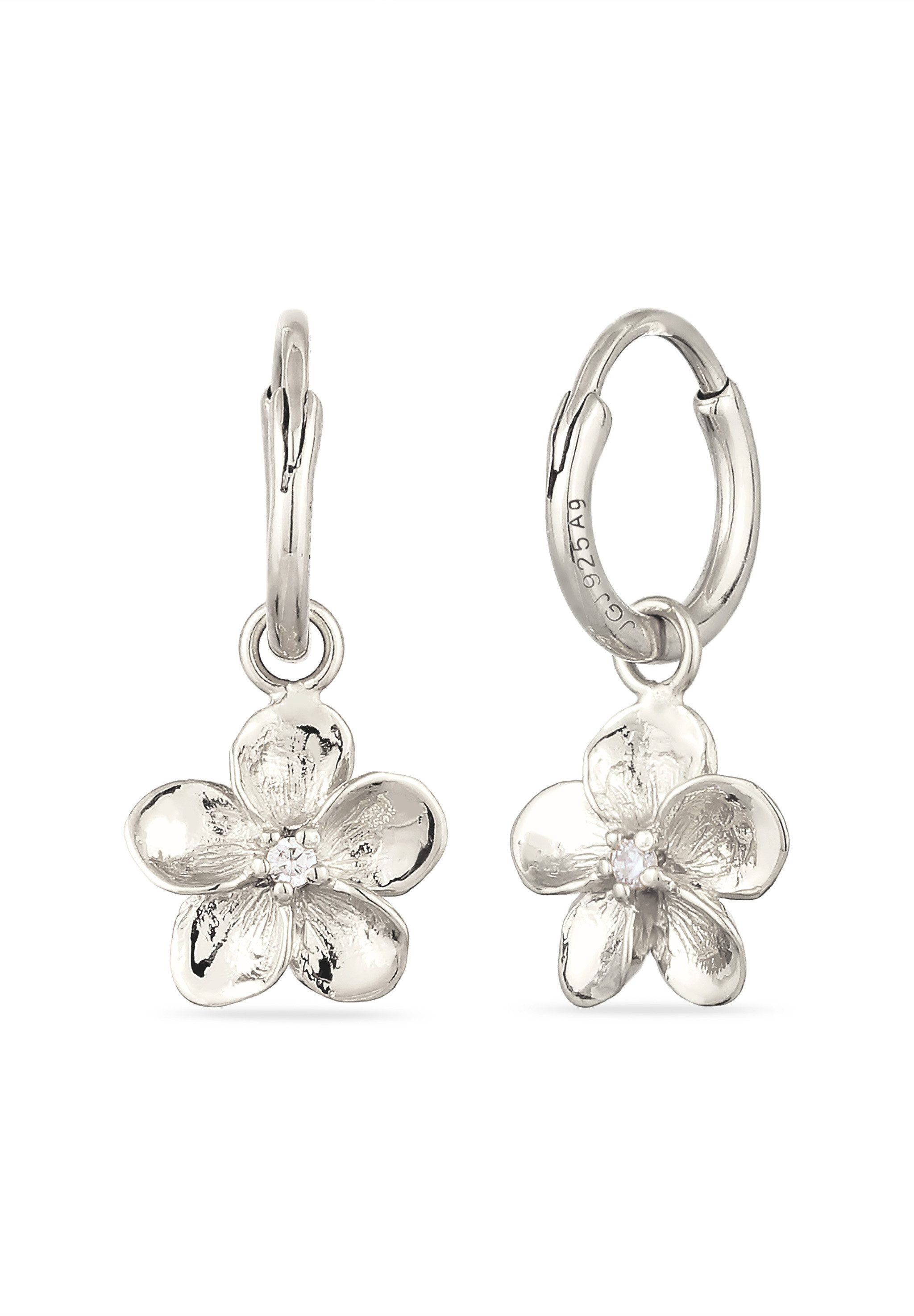 Elli Paar Creolen Creolen Frangipani Blume mit Zirkonia Weiß 925 Sterling S günstig online kaufen