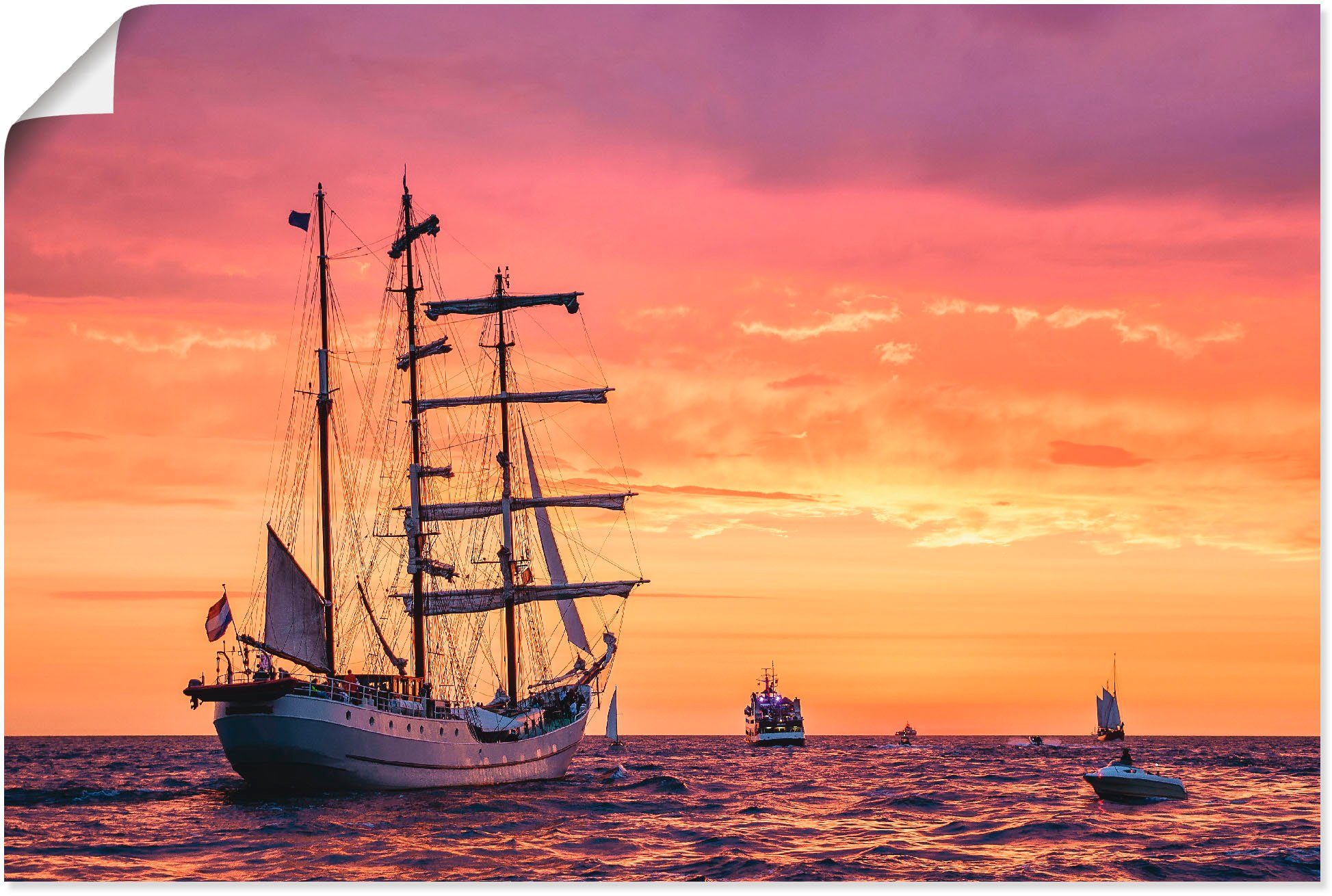 Artland Wandbild Segelschiffe Hanse Sail in Rostock, Boote & Schiffe (1 St), als Alubild, Leinwandbild, Wandaufkleber oder Poster in versch. Größen lila