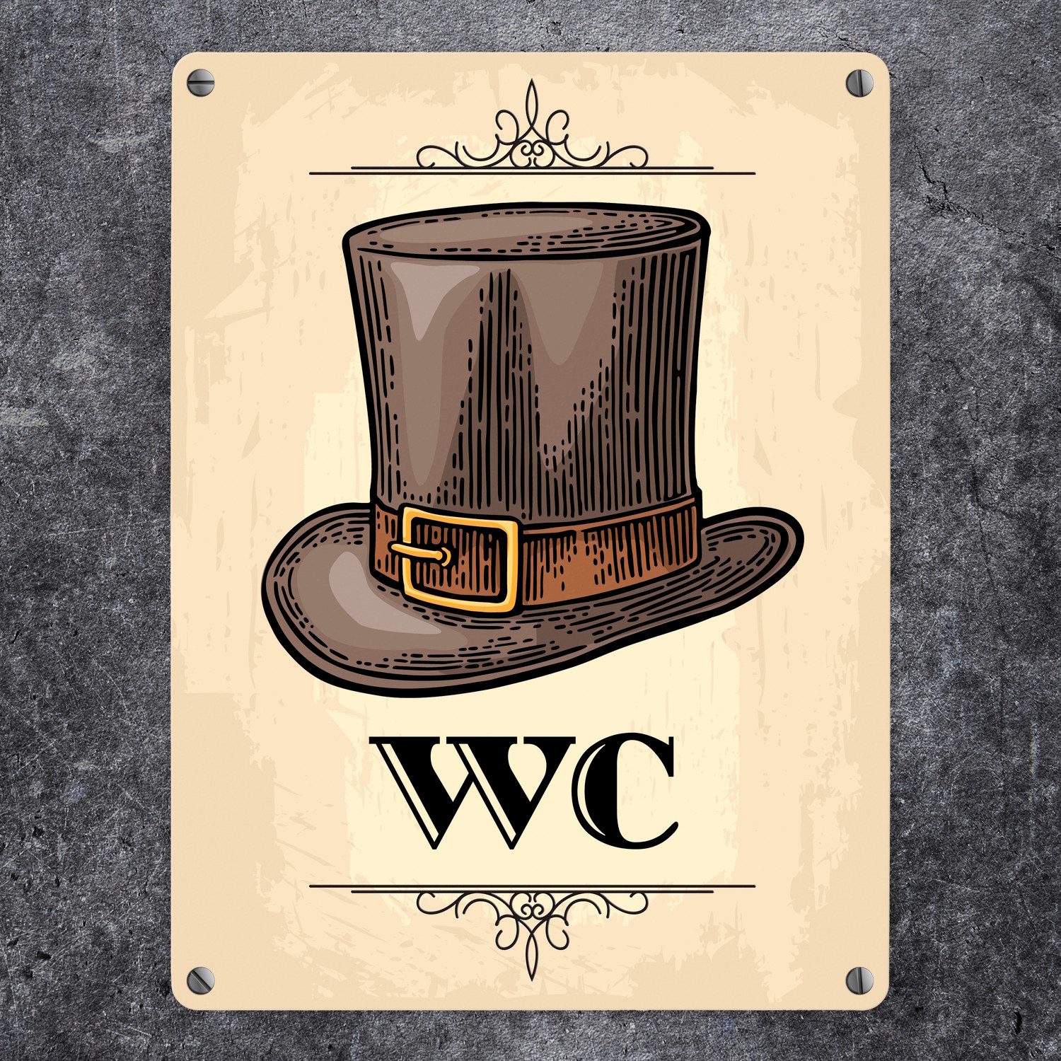 speecheese Metallschild Vintage Herren WC Schild mit Zylinder in beige Blec günstig online kaufen