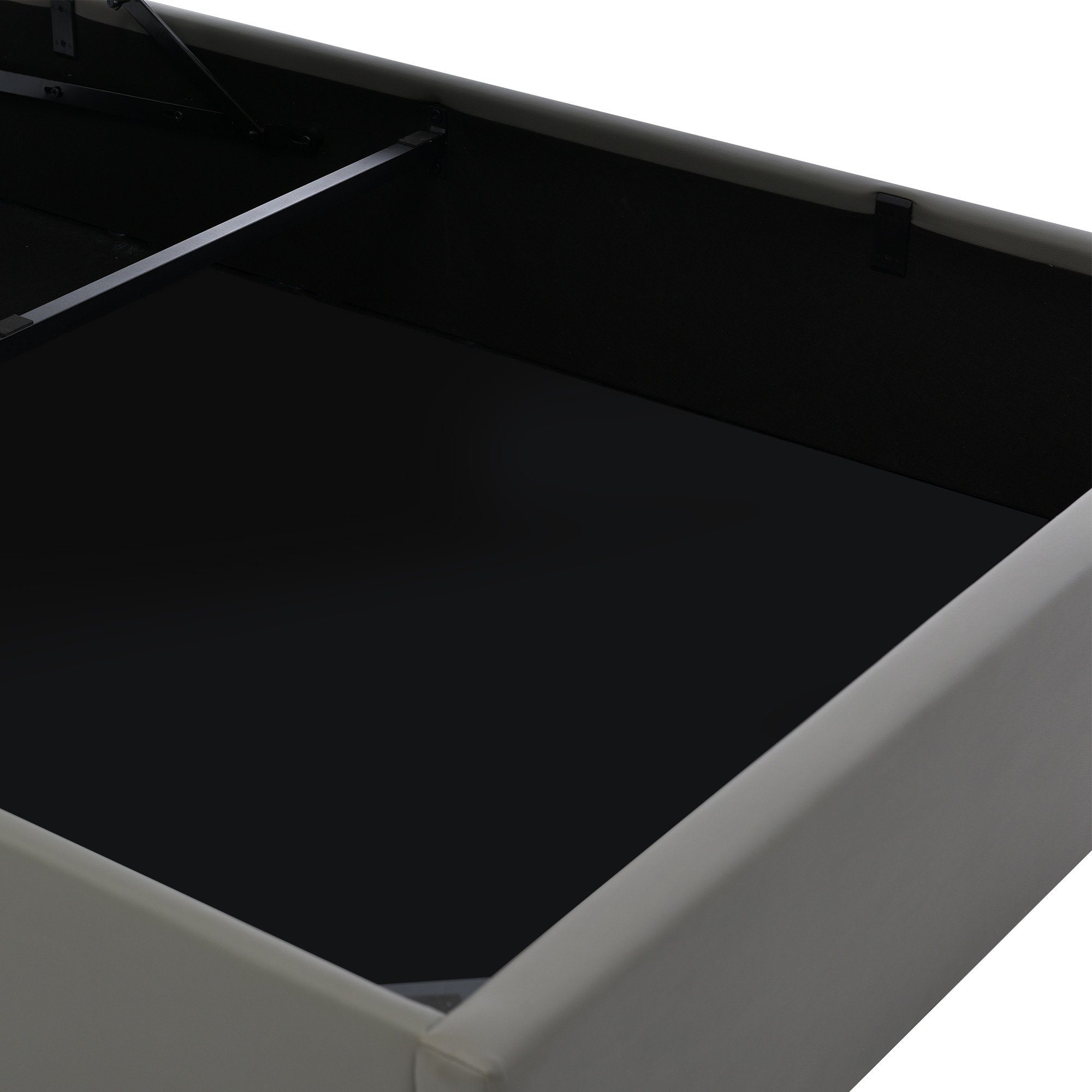 Boxspringbett (Funktionsbett, Polsterbett mit Bettkasten und Lattenrost, inkl. LED-Beleuchtung), Hydraulisches Stauraumbett Doppelbett 160x200cm, Bezug aus Kunstleder