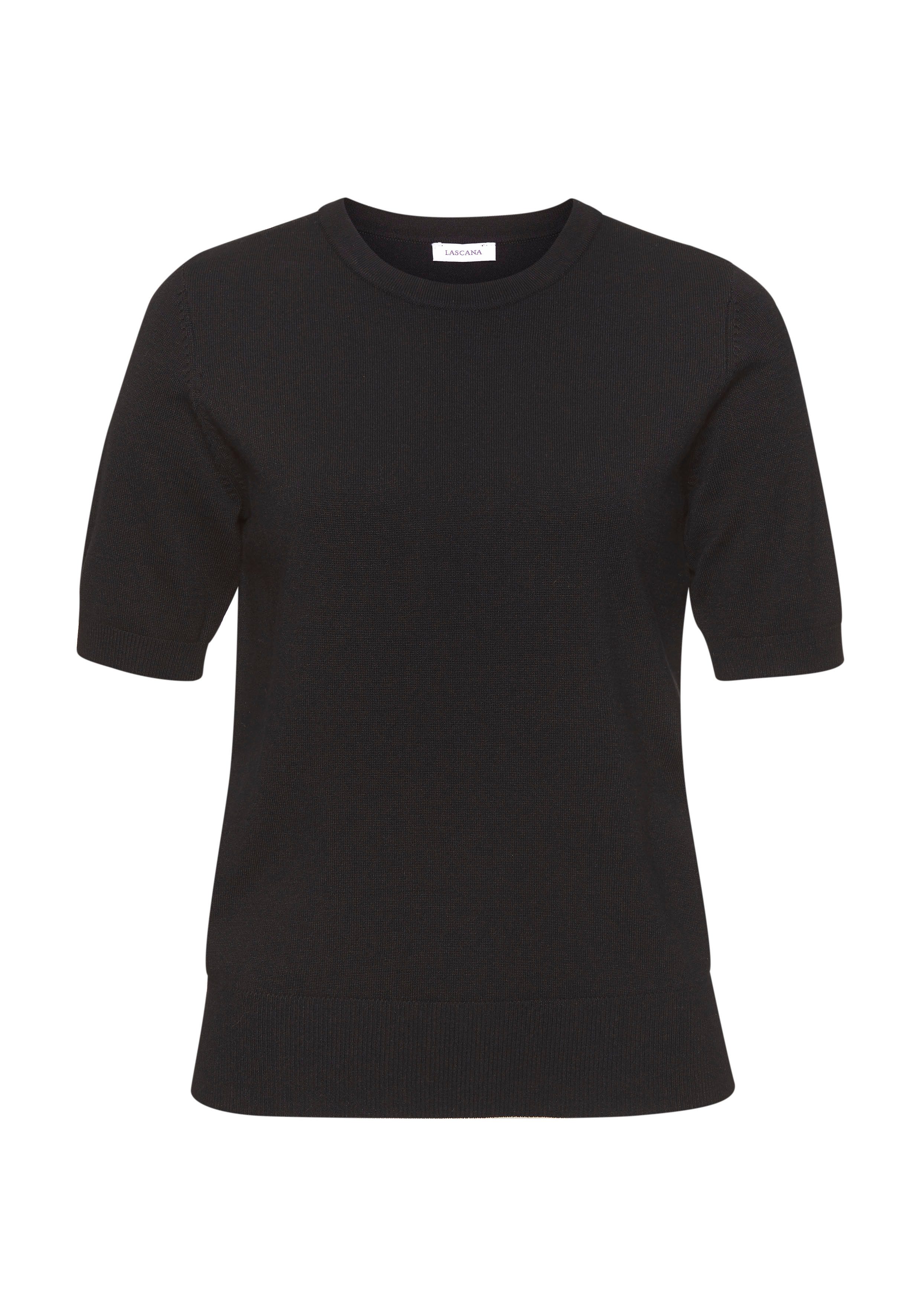 LASCANA Kurzarmpullover in Feinstrick-Qualität, T-Shirt Pullover, basic