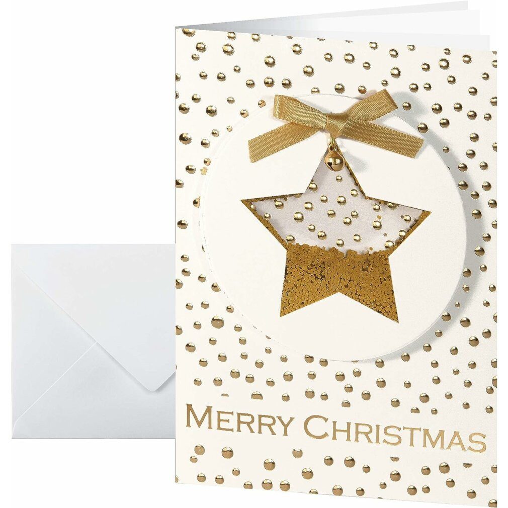 Sigel Grußkarte 10 Weihnachtskarten Confetti Star DIN A6, Fühlbar hochwertig durch Folien und