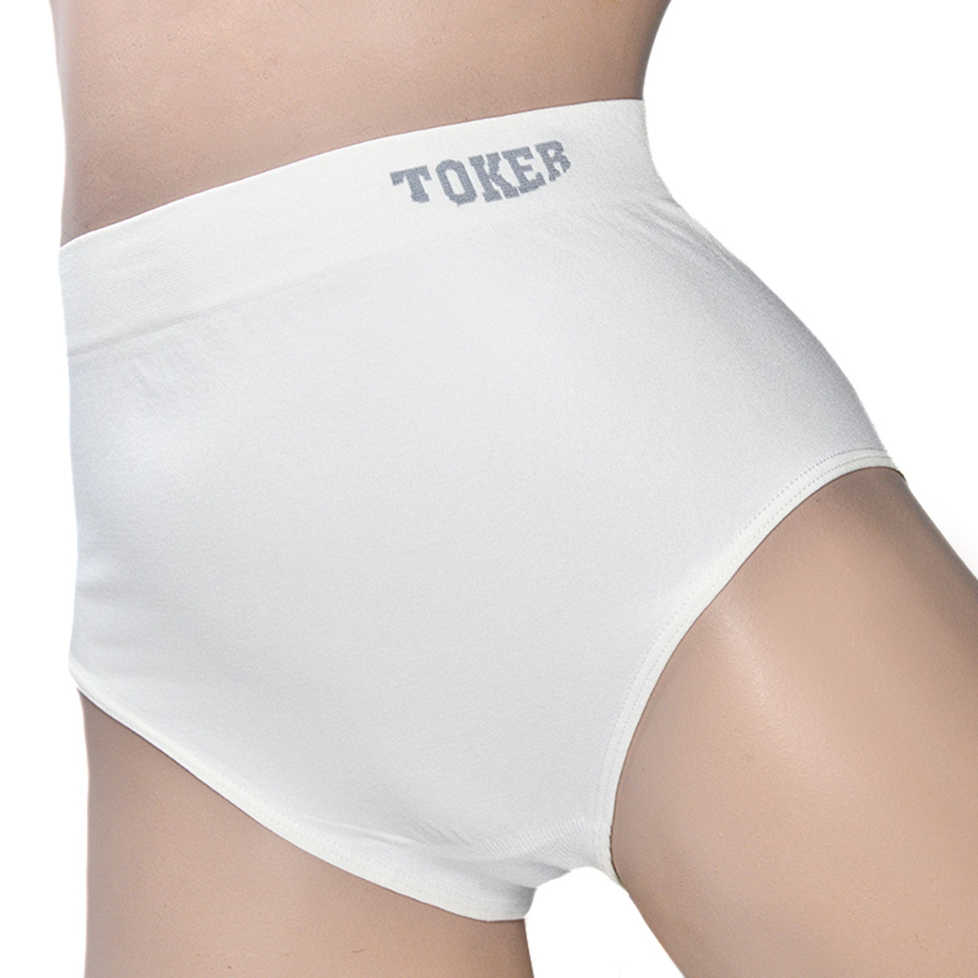 Toker Collection® Taillenslip Damenslip *Toker* Seamless ohne Nähte super elastisch und weich (Packung, 3er Pack) mit Toker Logo am Wäschebund